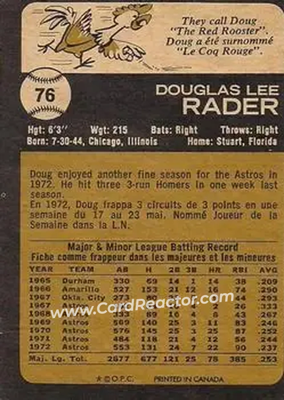 Back of Doug Rader