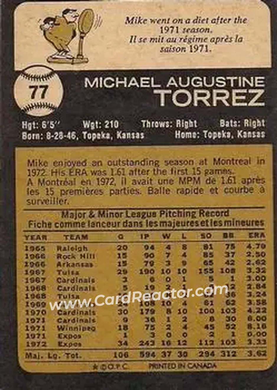 Back of Mike Torrez