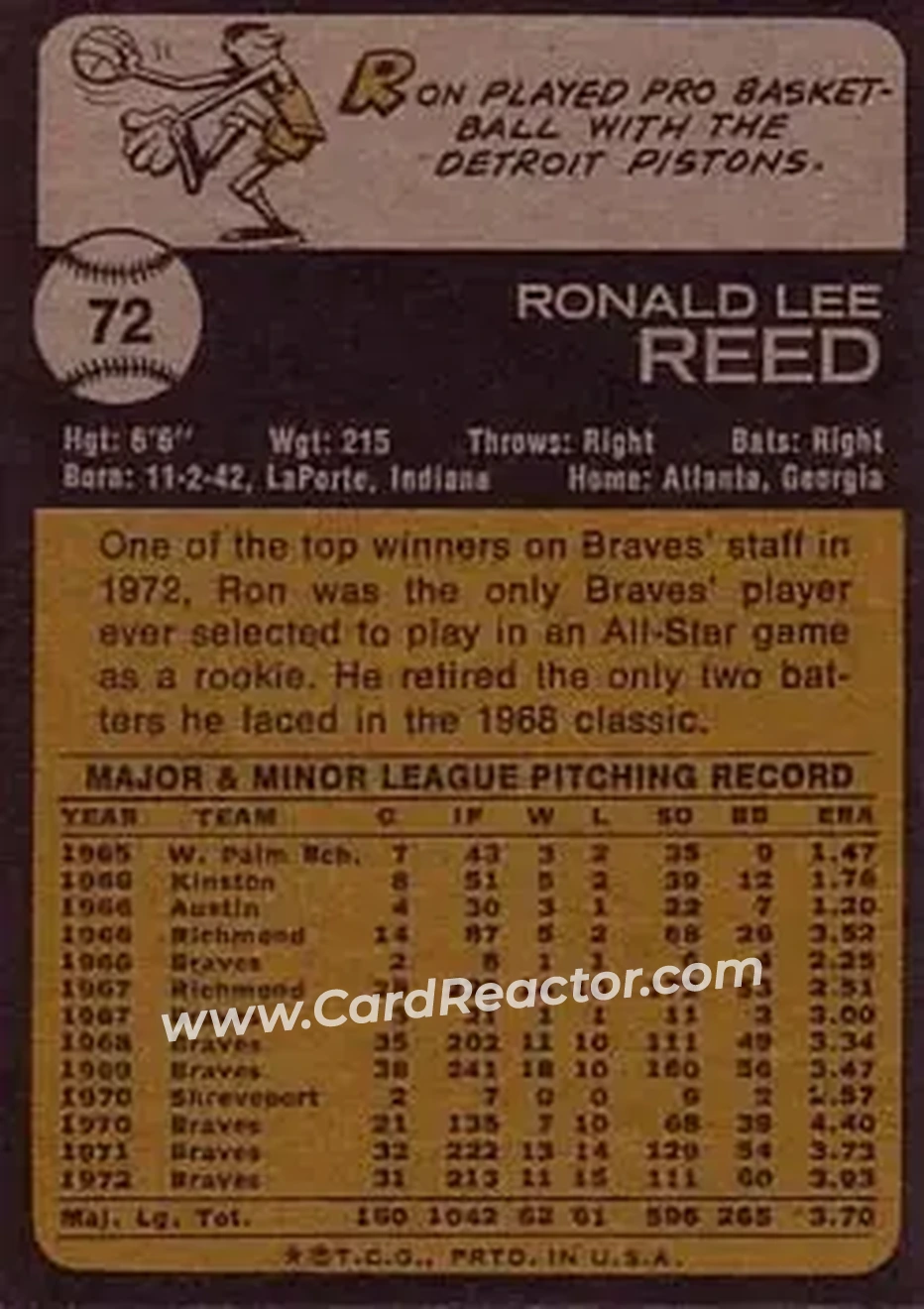 Back of Ron Reed