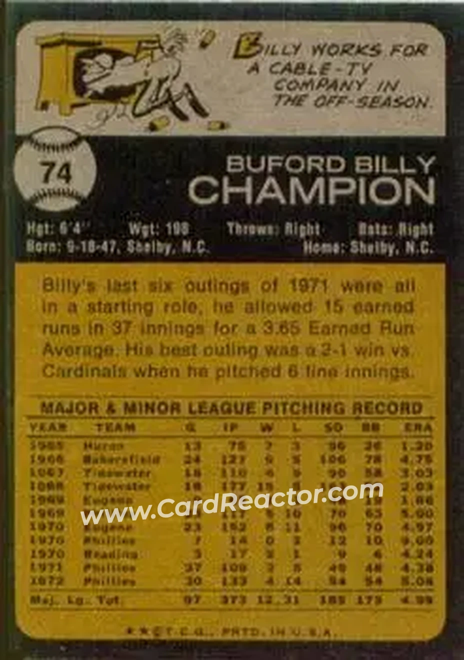 Back of Billy Champion