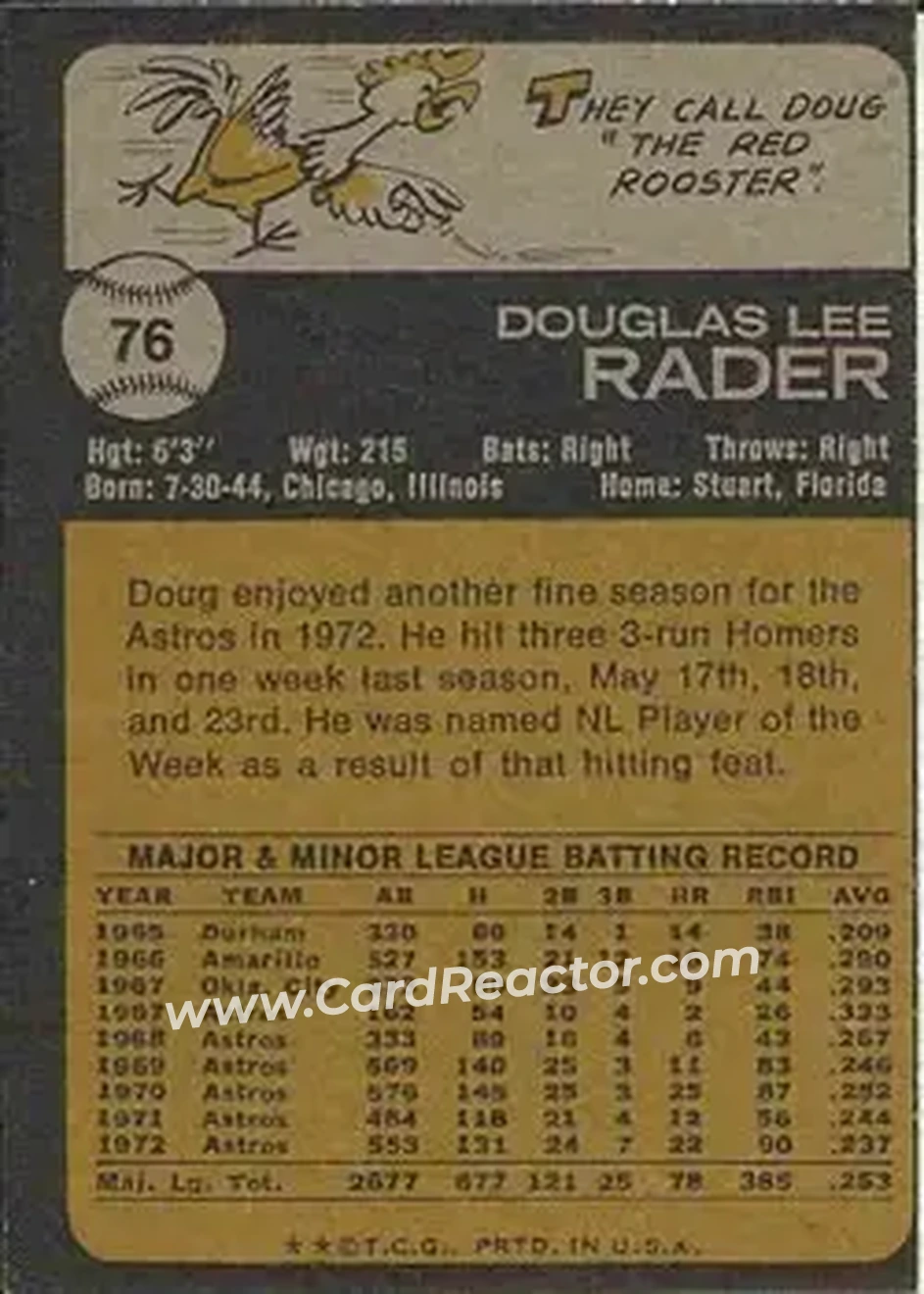 Back of Doug Rader