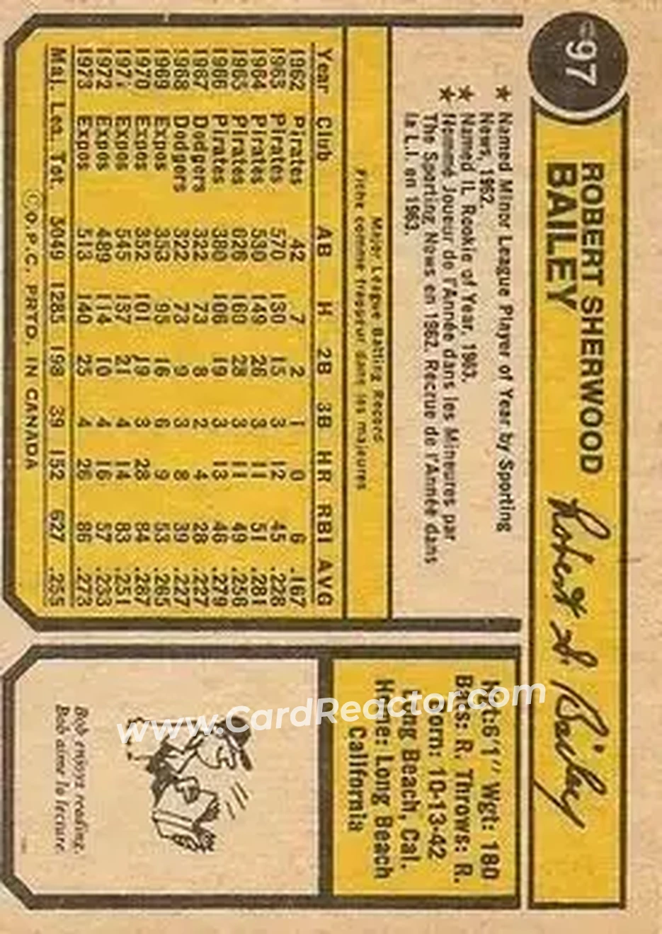 Back of Bob Bailey