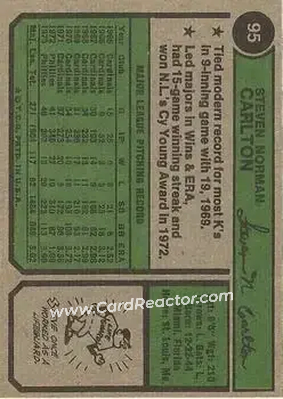Back of Steve Carlton