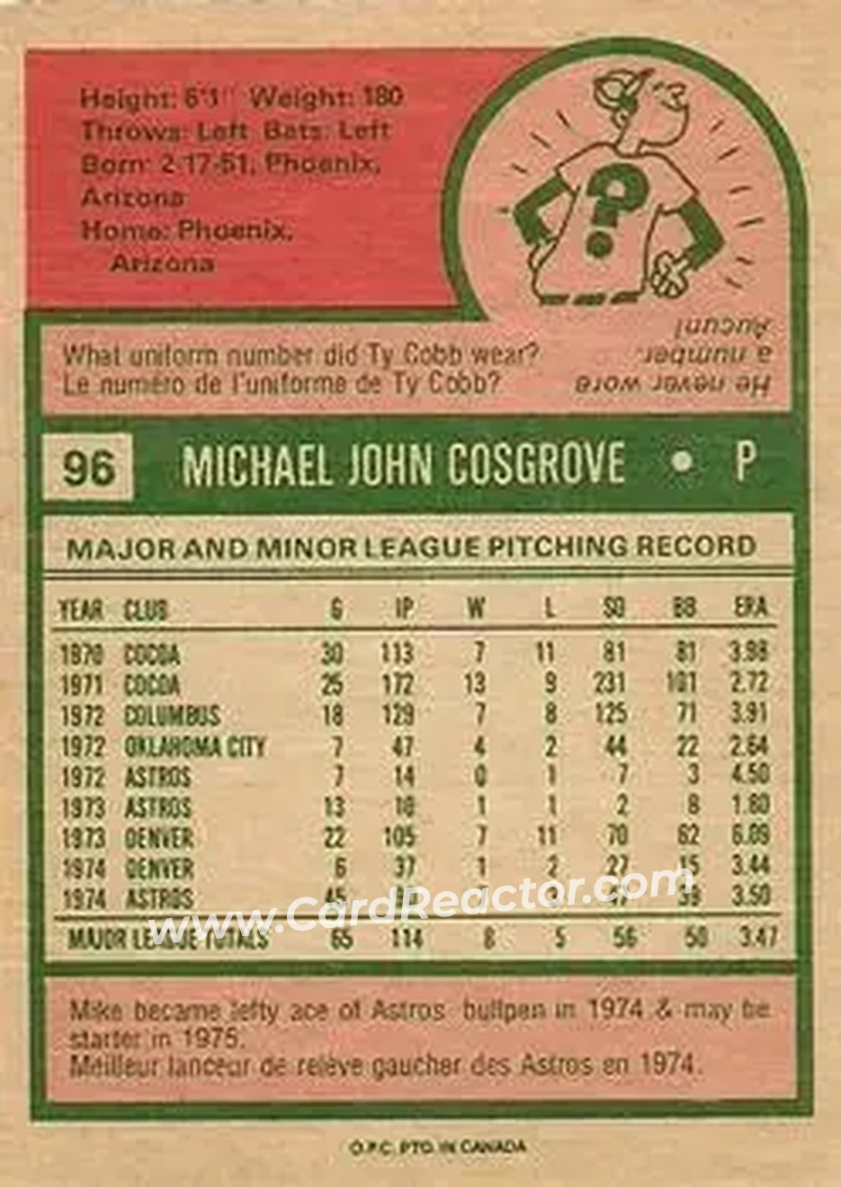 Back of Mike Cosgrove