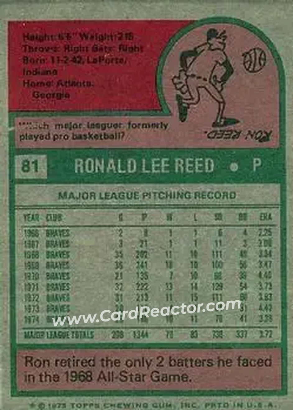 Back of Ron Reed