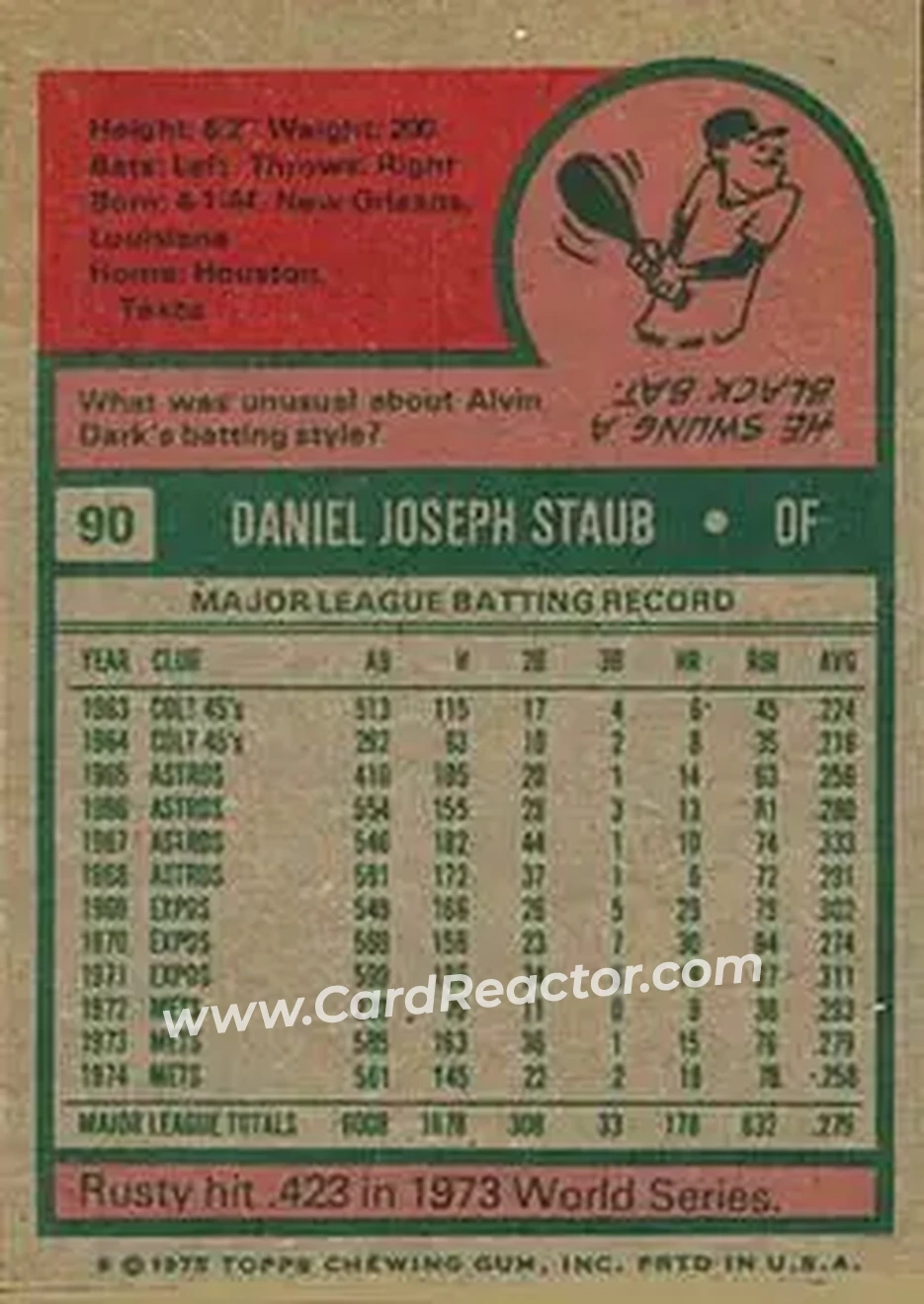 Back of Rusty Staub
