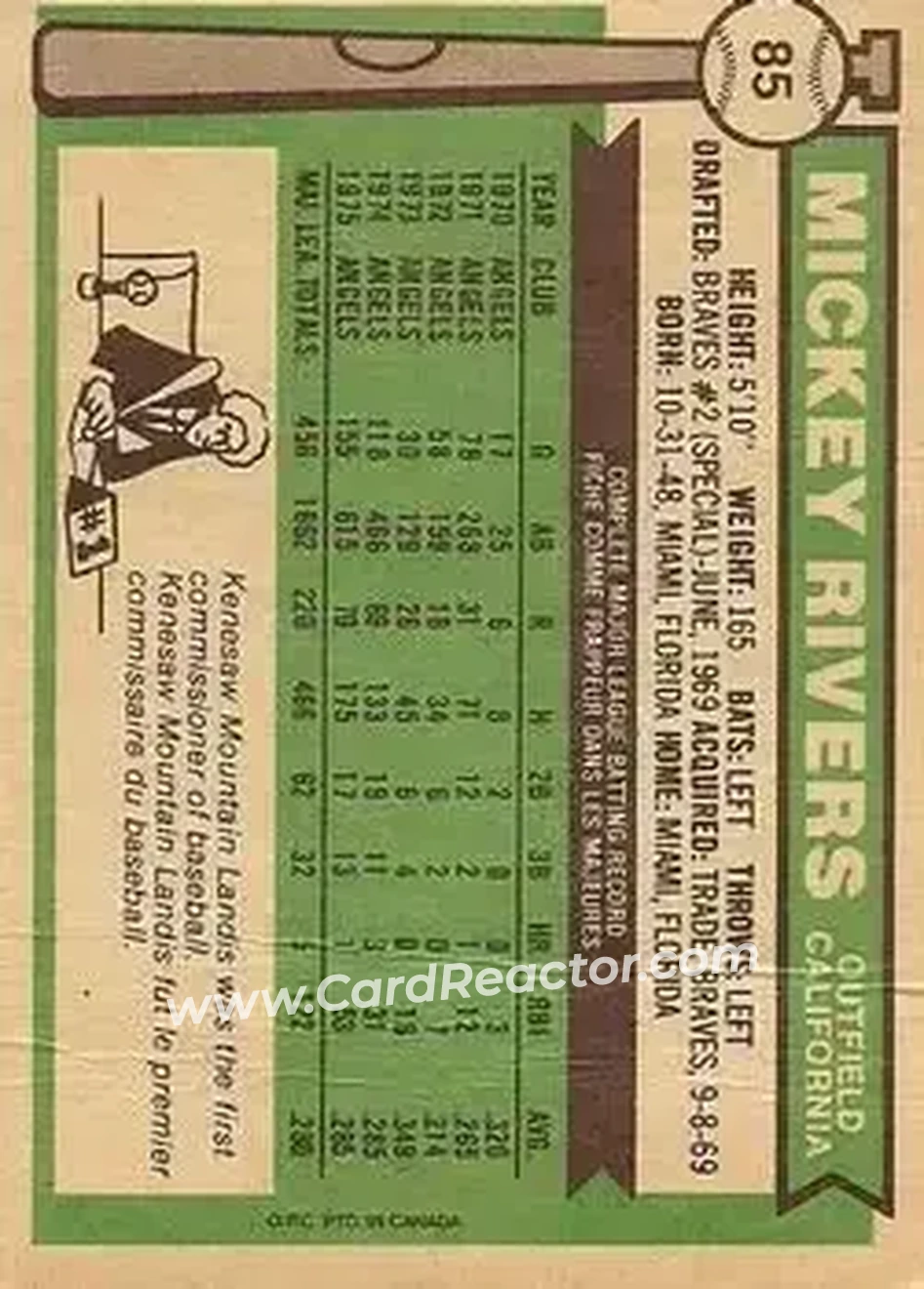 Back of Mickey Rivers