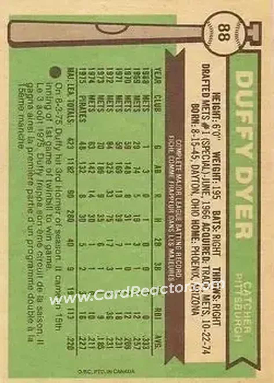 Back of Duffy Dyer
