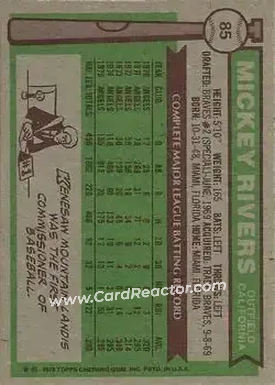 Back of Mickey Rivers