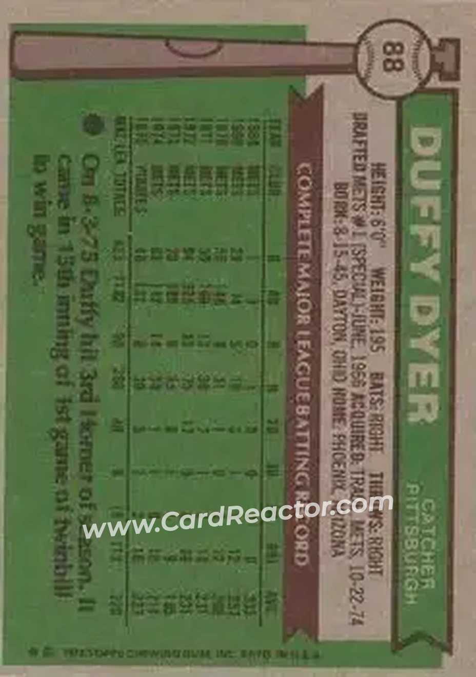 Back of Duffy Dyer