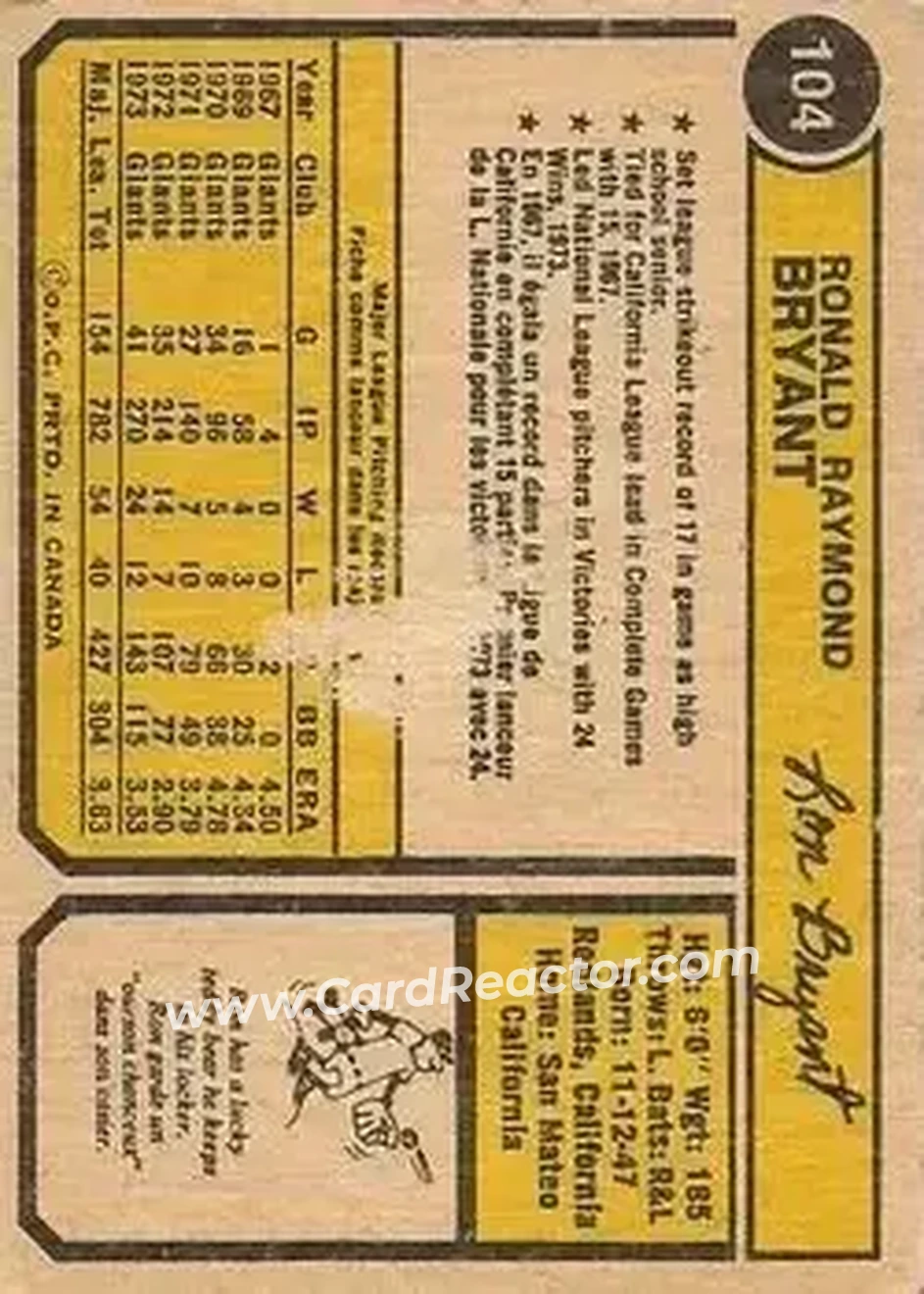 Back of Ron Bryant