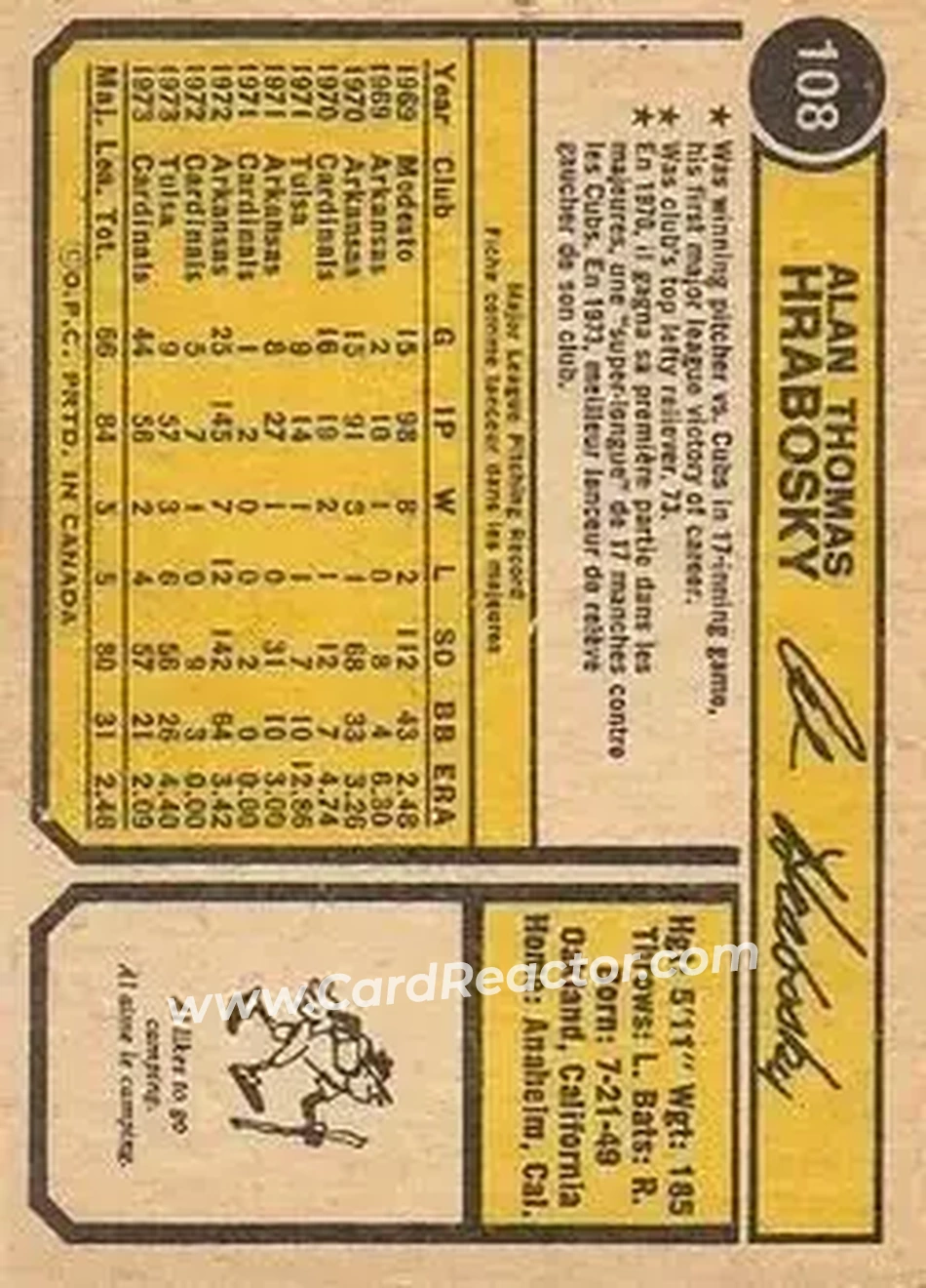 Back of Al Hrabosky