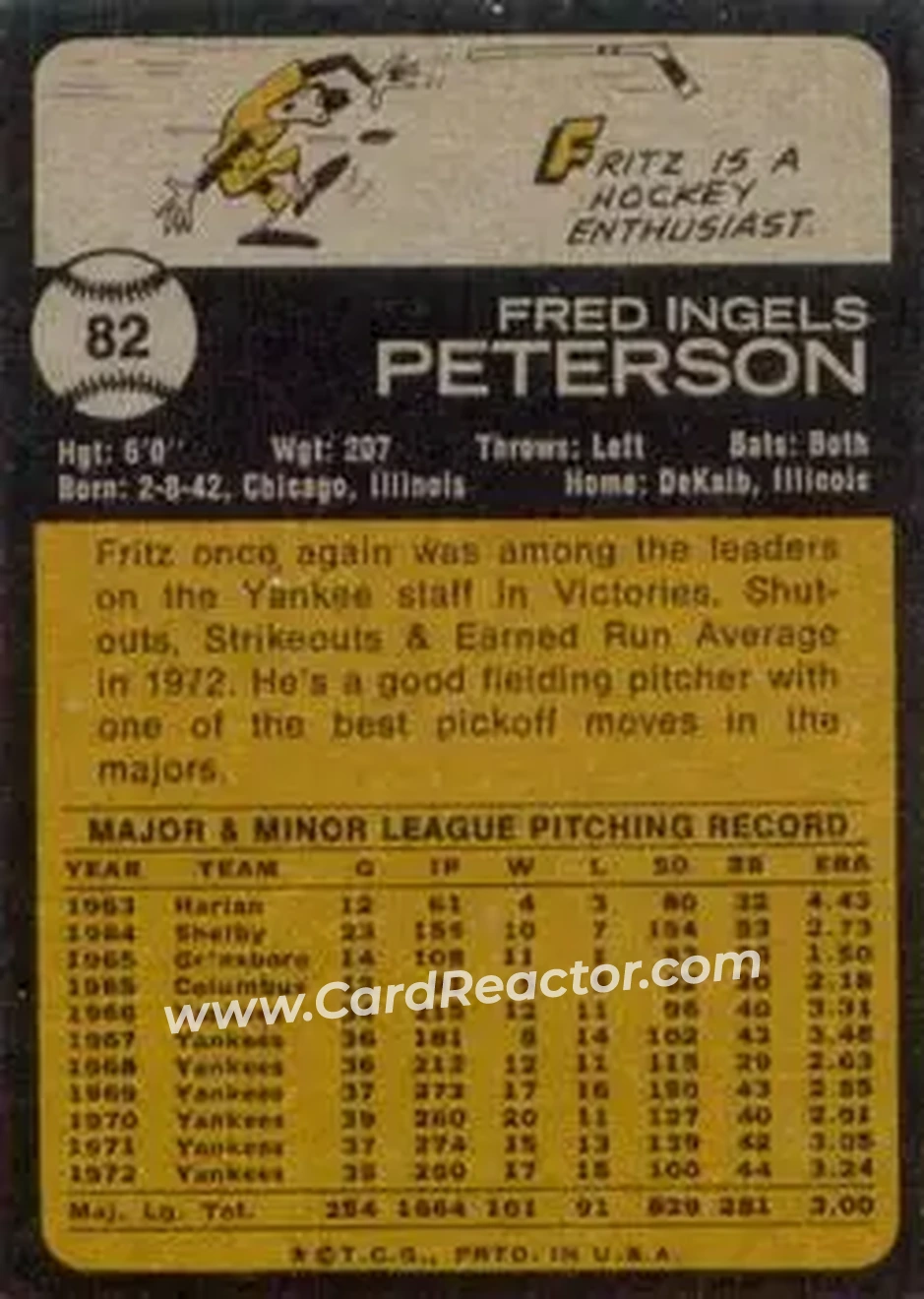 Back of Fritz Peterson