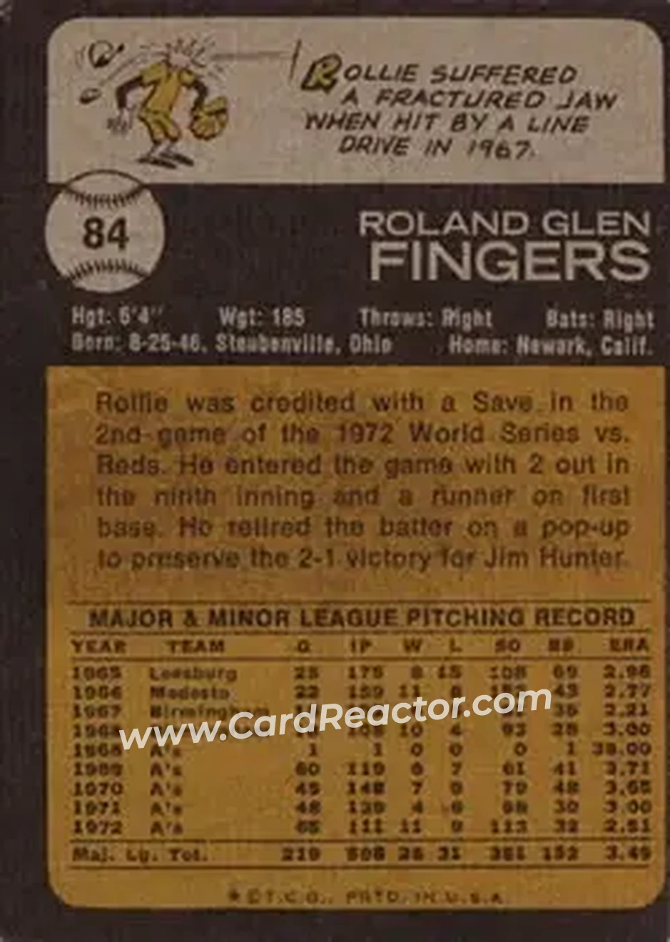 Back of Rollie Fingers