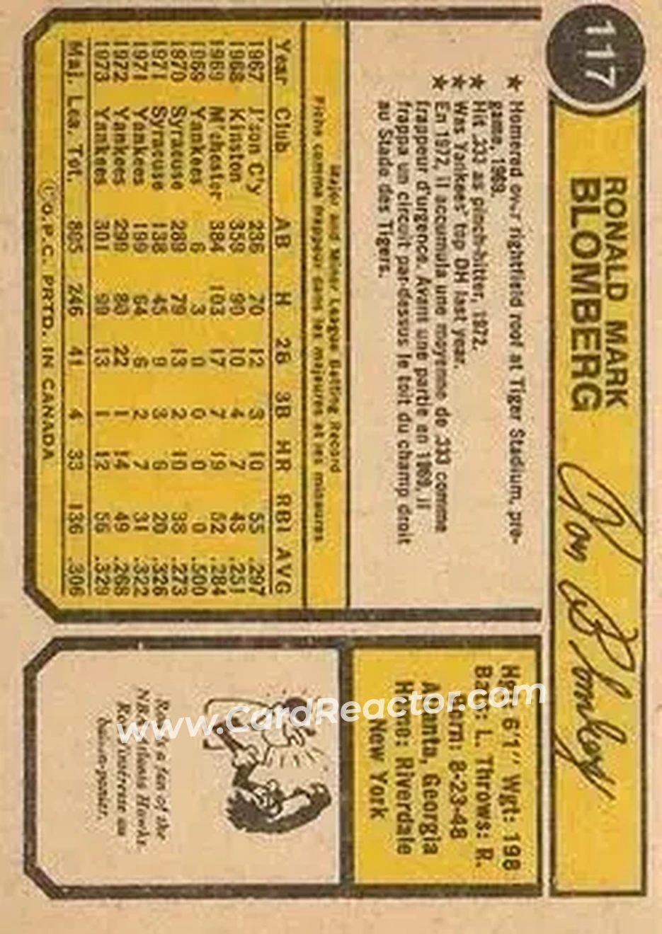 Back of Ron Blomberg