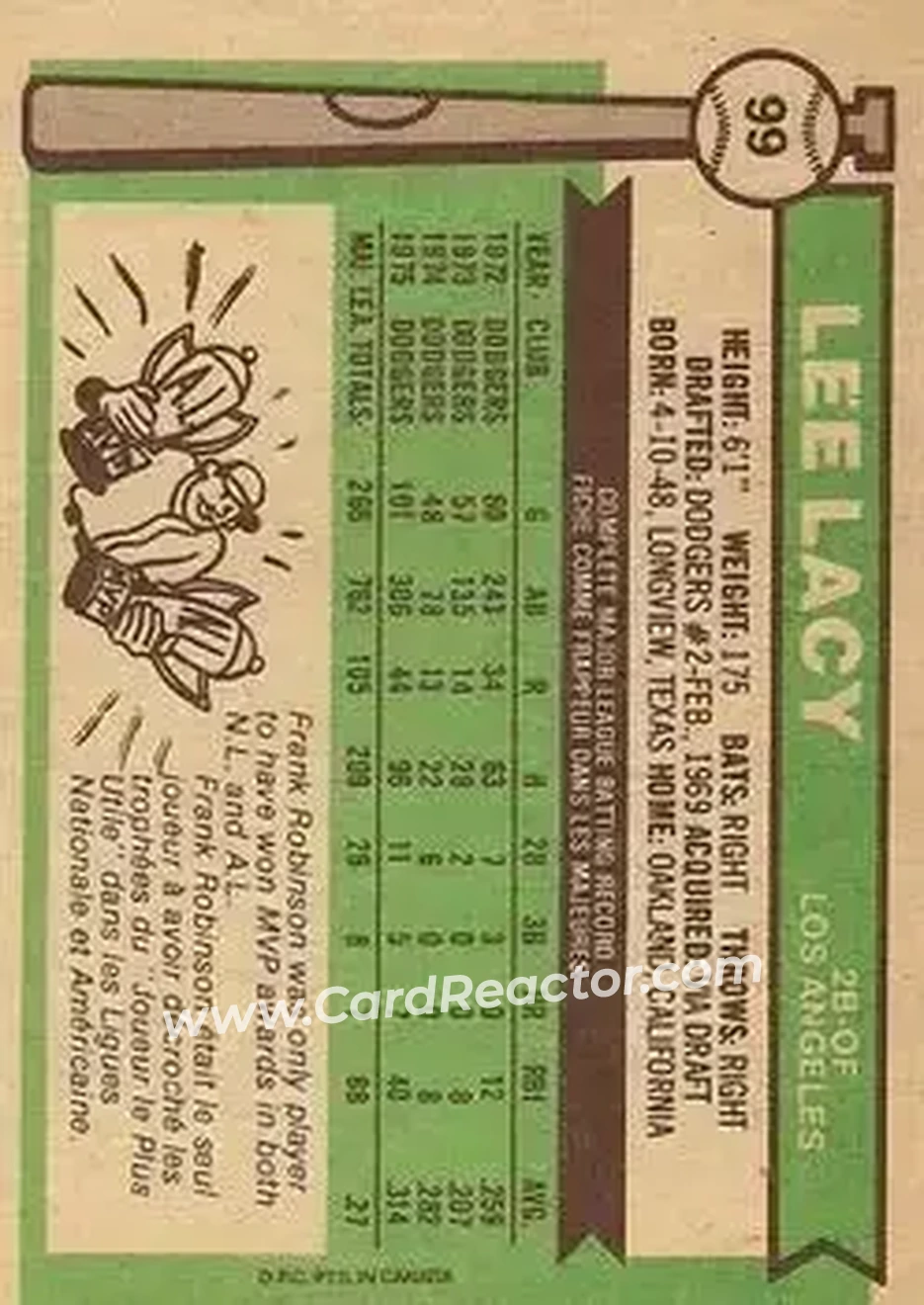 Back of Lee Lacy