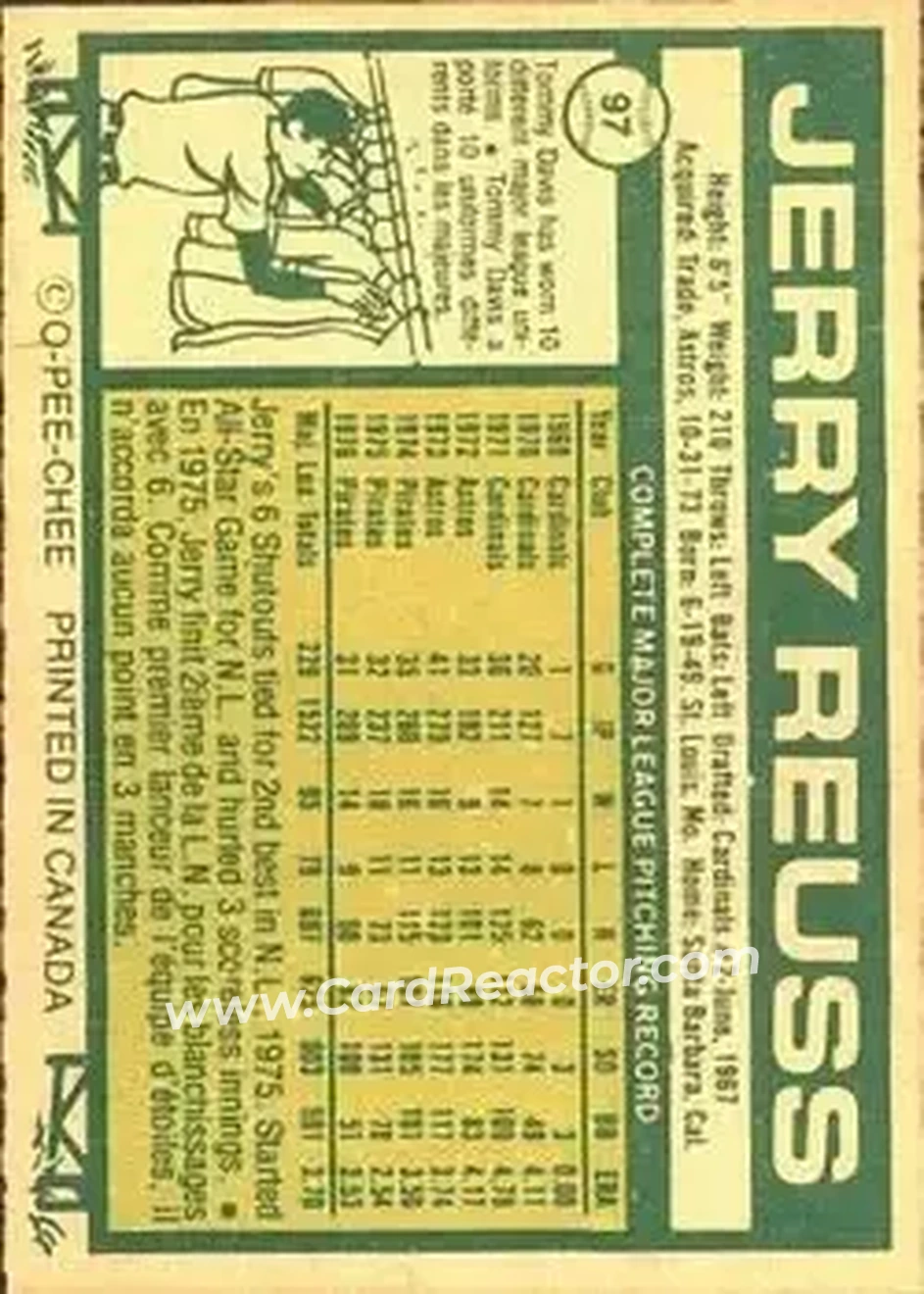 Back of Jerry Reuss