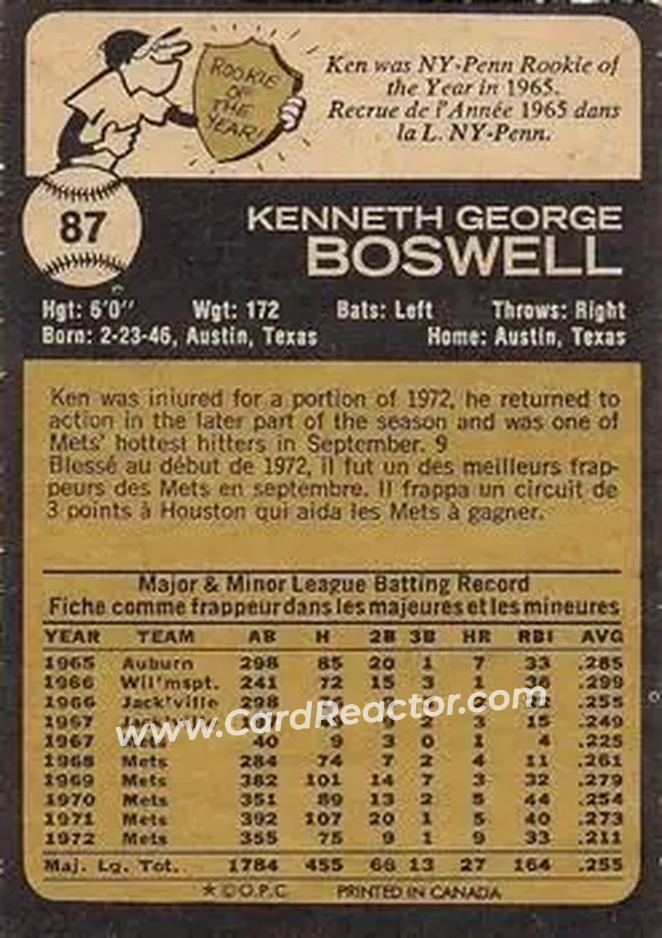 Back of Ken Boswell