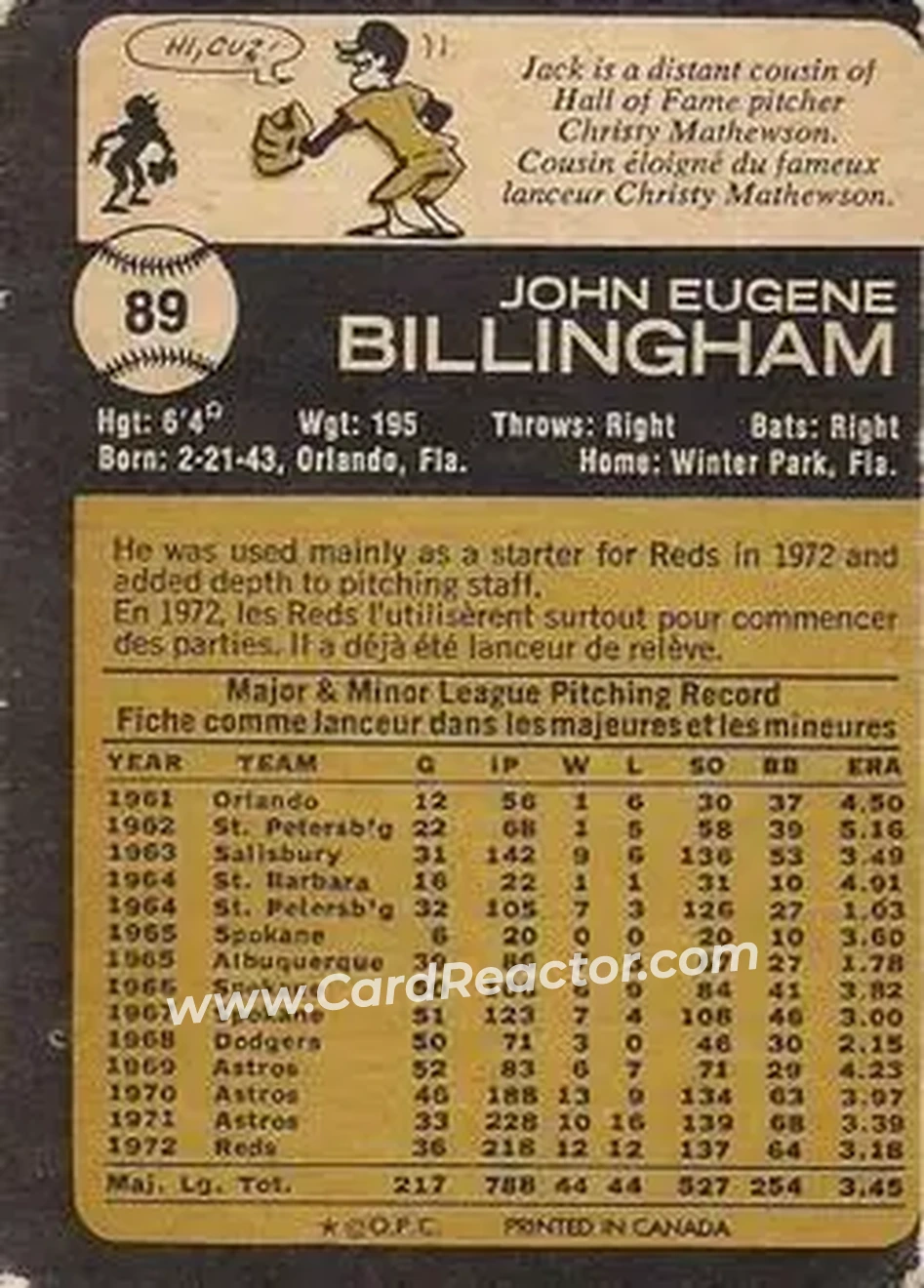Back of Jack Billingham