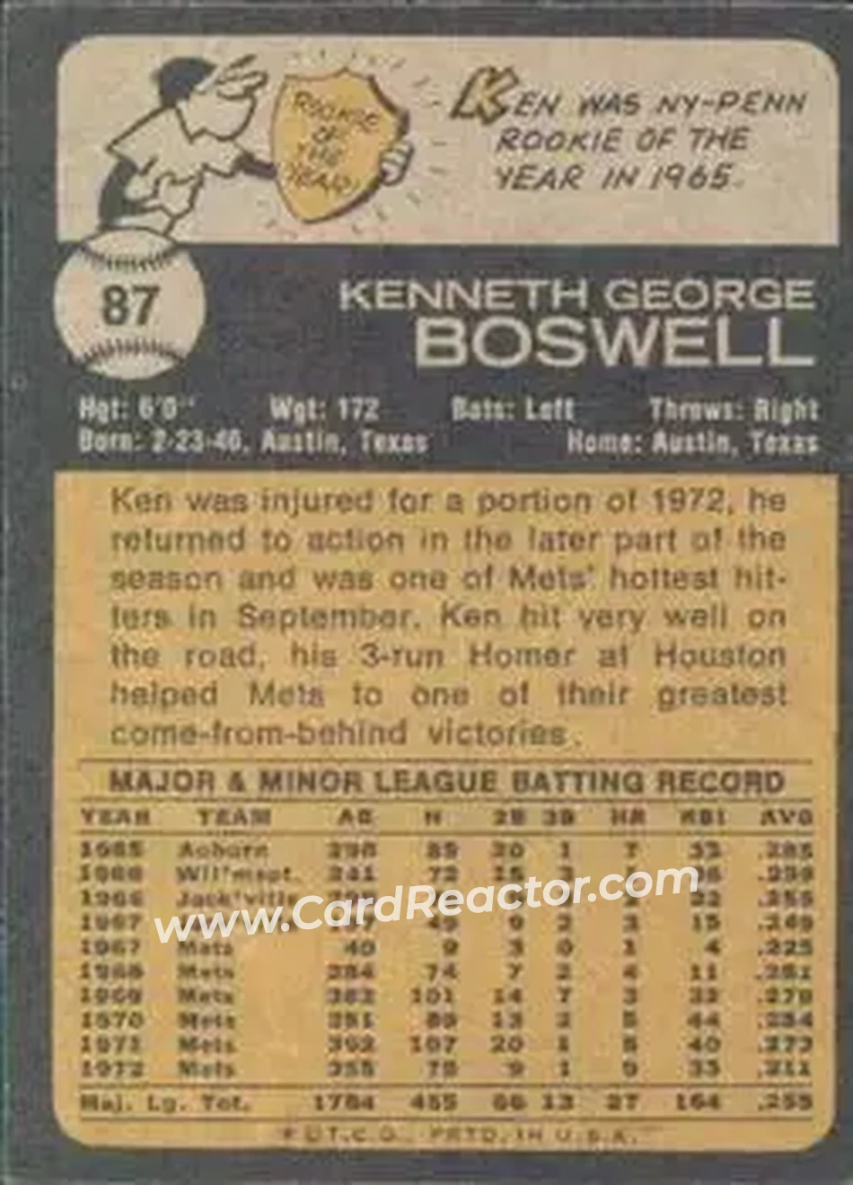 Back of Ken Boswell