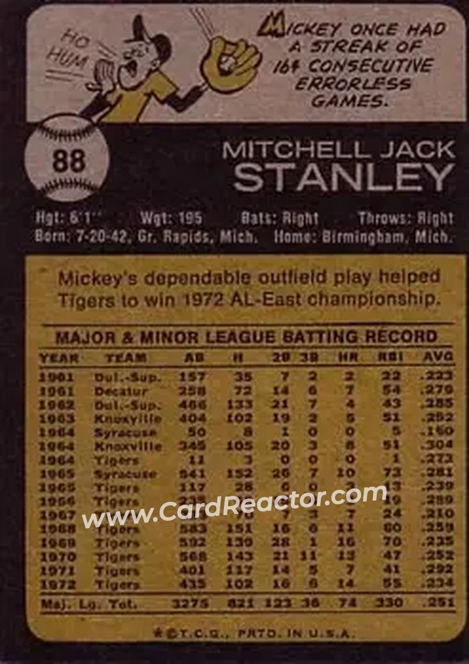 Back of Mickey Stanley
