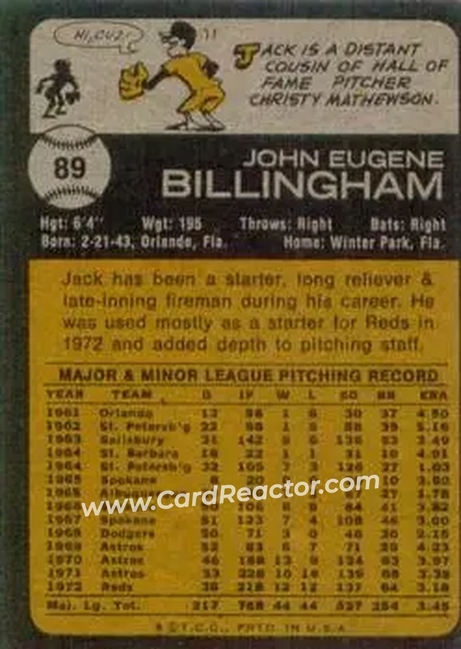 Back of Jack Billingham