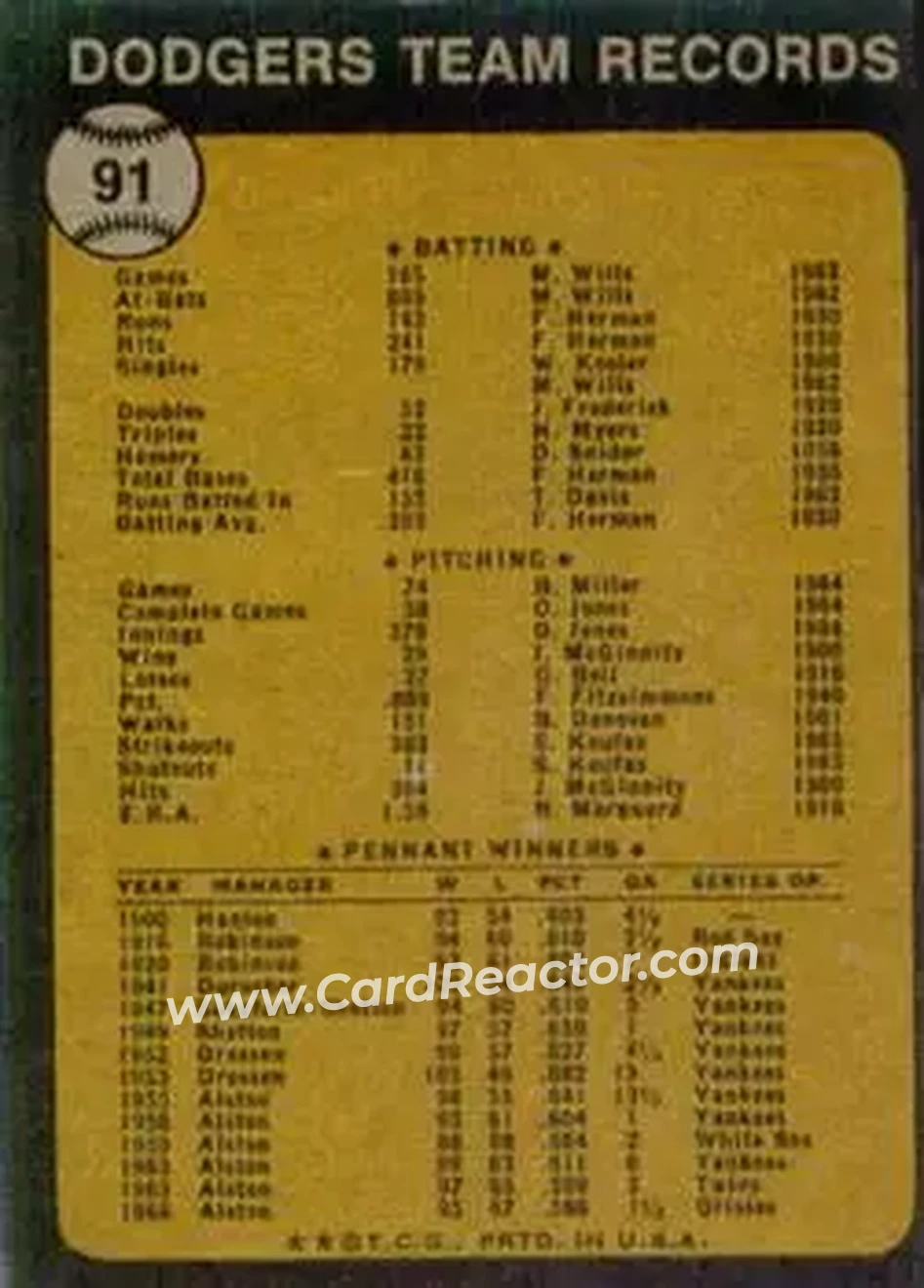 Back of Card #91