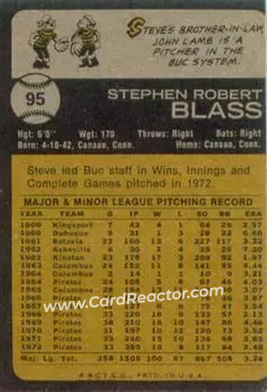 Back of Steve Blass
