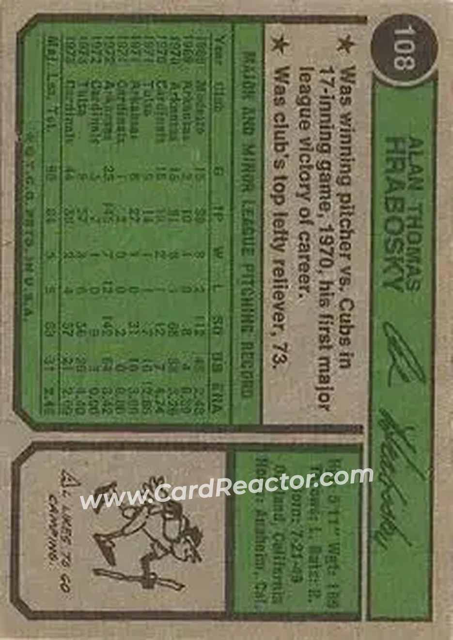 Back of Al Hrabosky