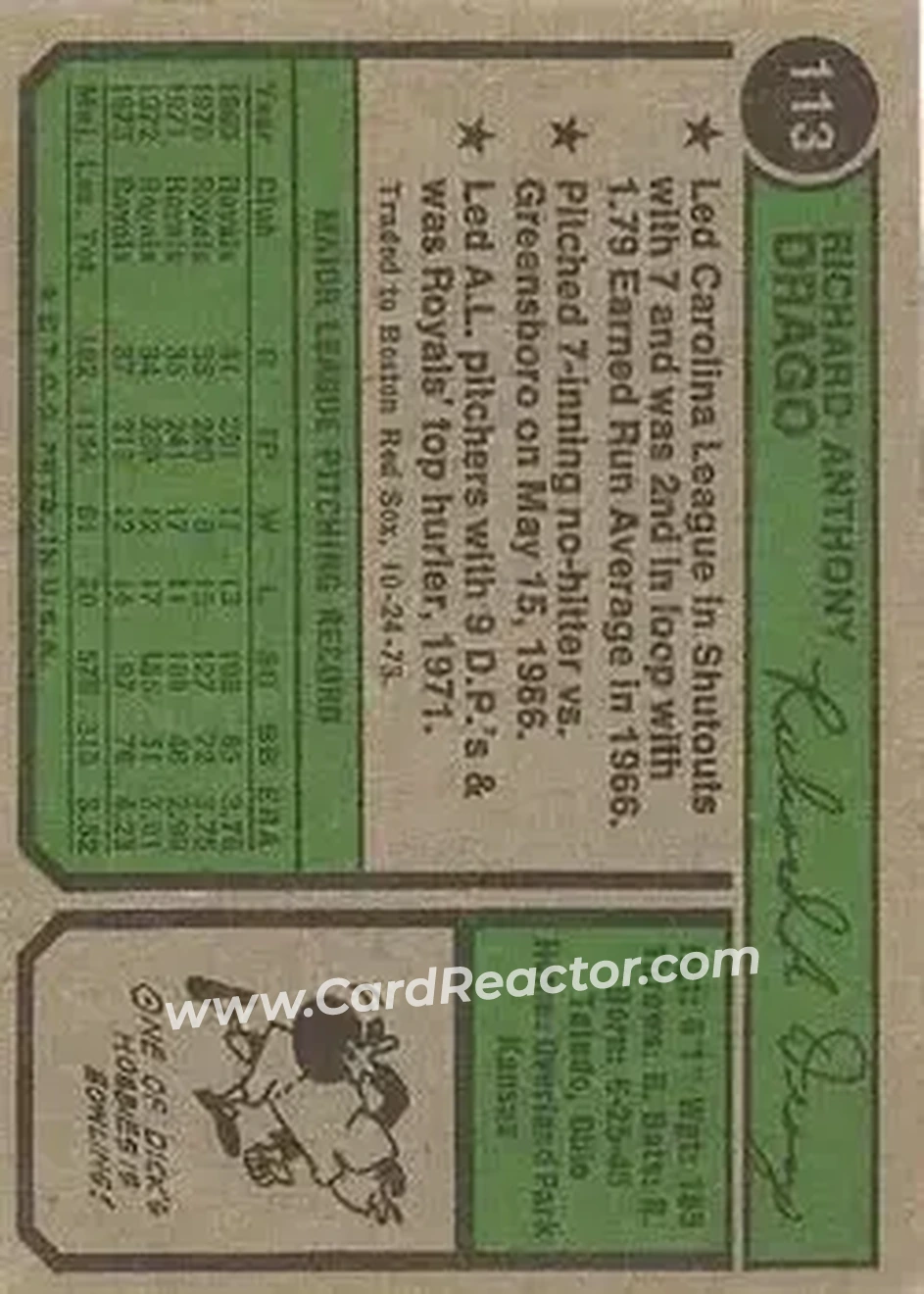 Back of Dick Drago