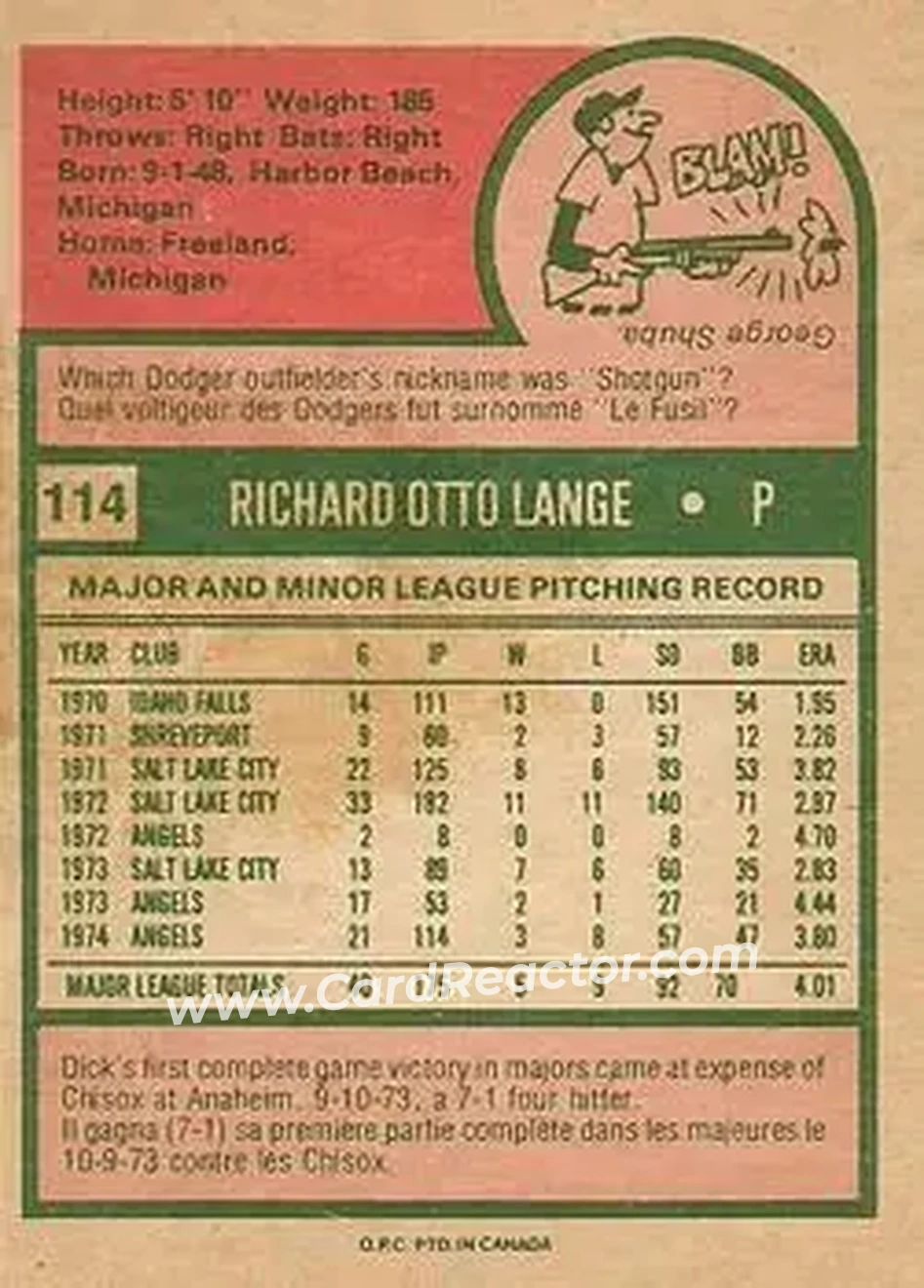 Back of Dick Lange