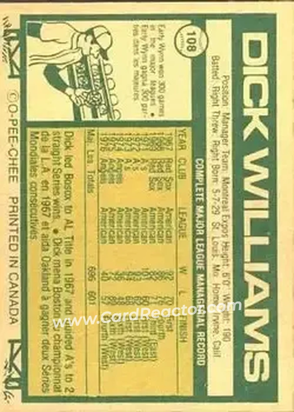 Back of Dick Williams