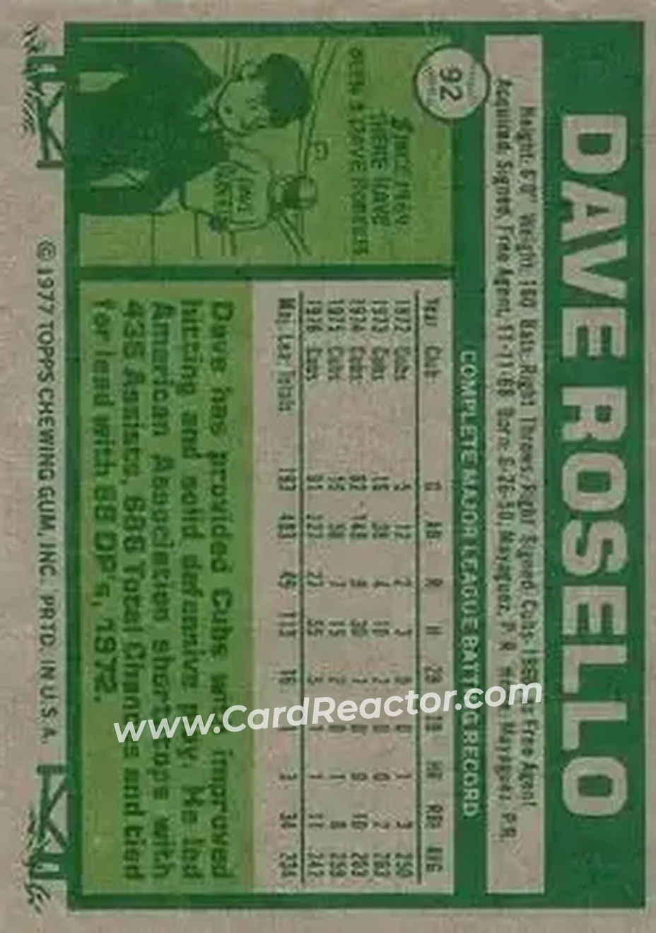 Back of Dave Rosello