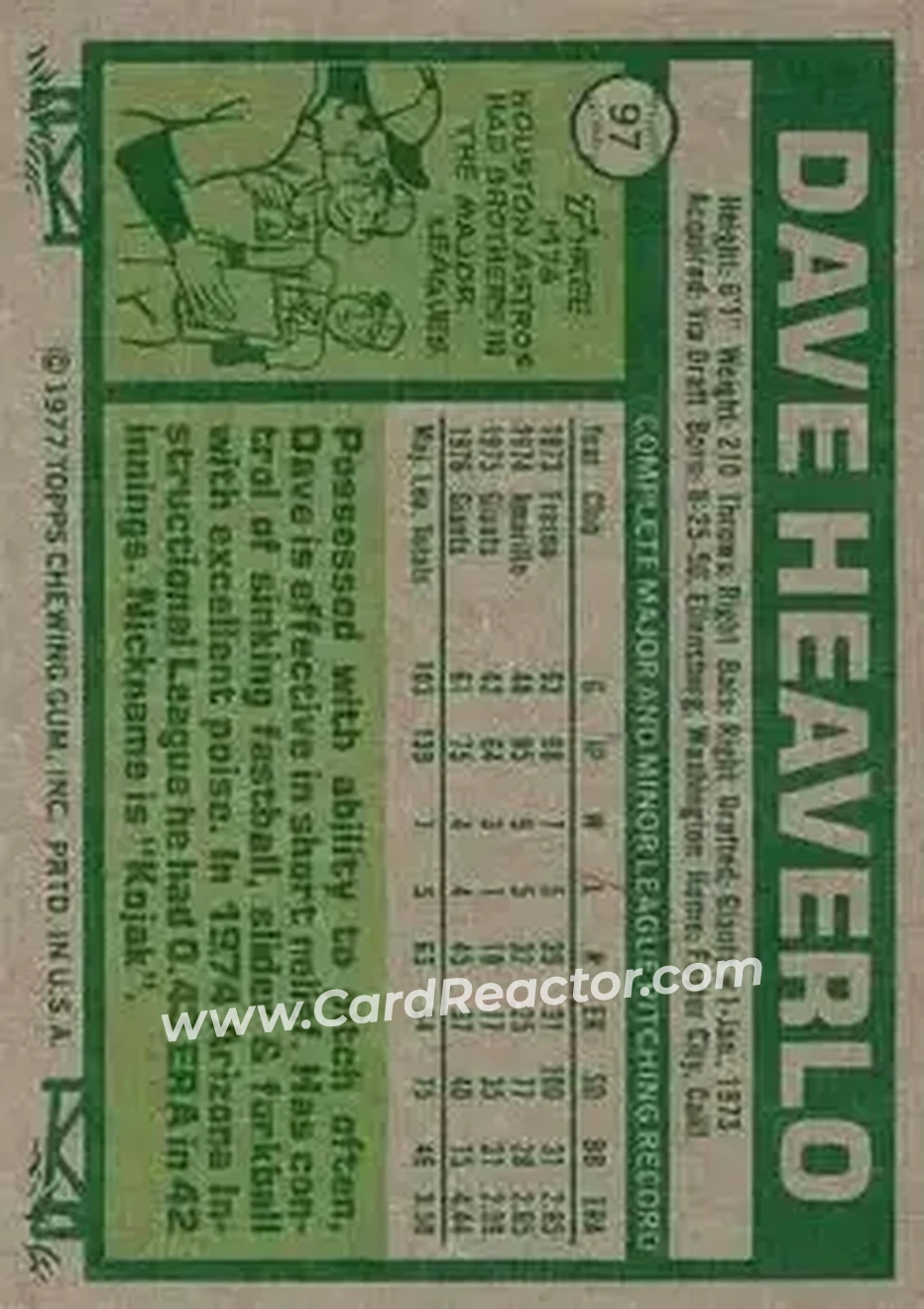Back of Dave Heaverlo