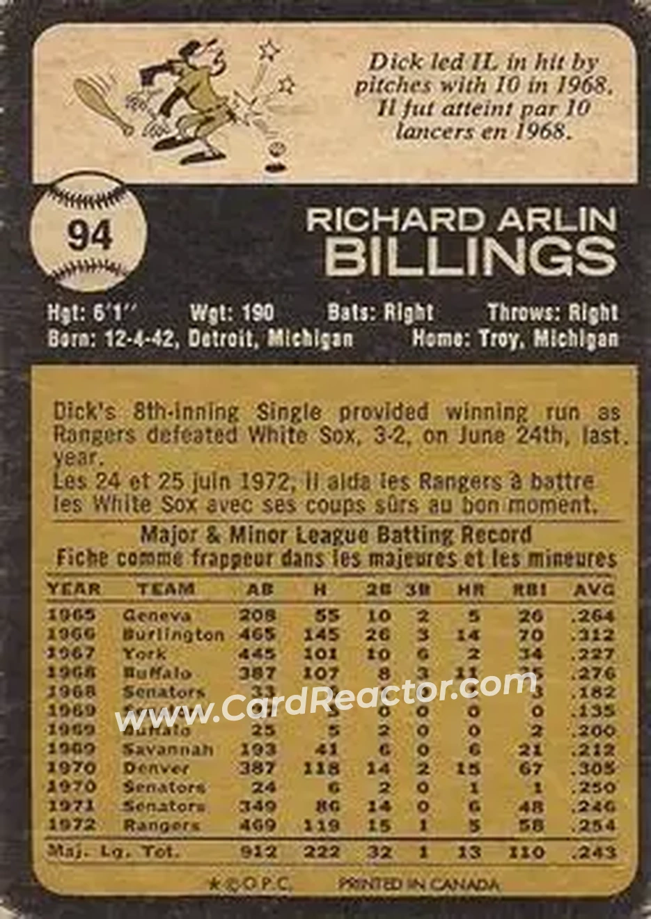 Back of Dick Billings