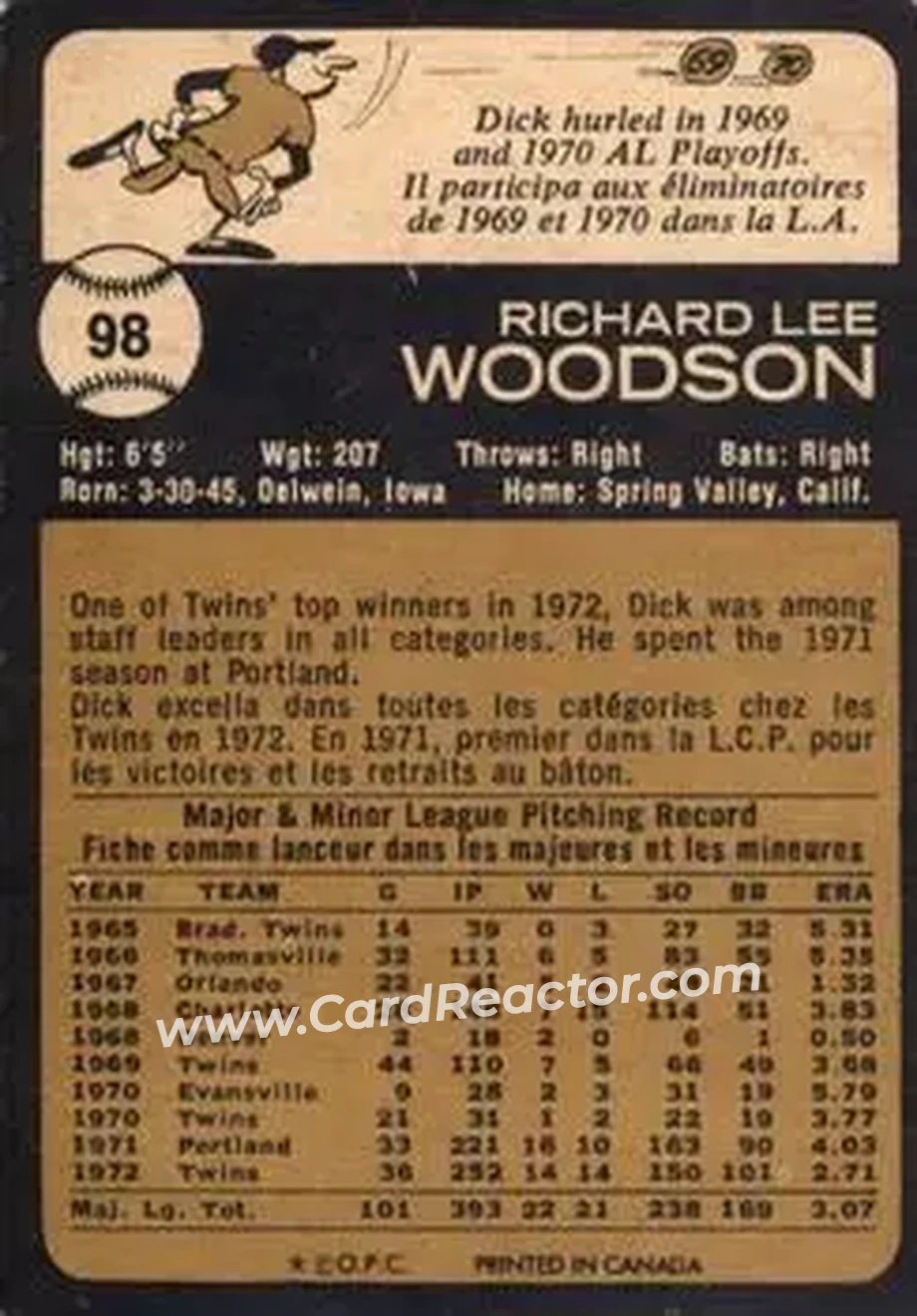 Back of Dick Woodson
