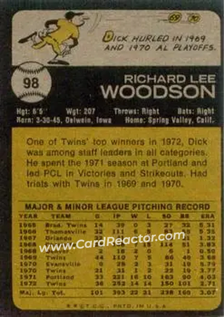 Back of Dick Woodson