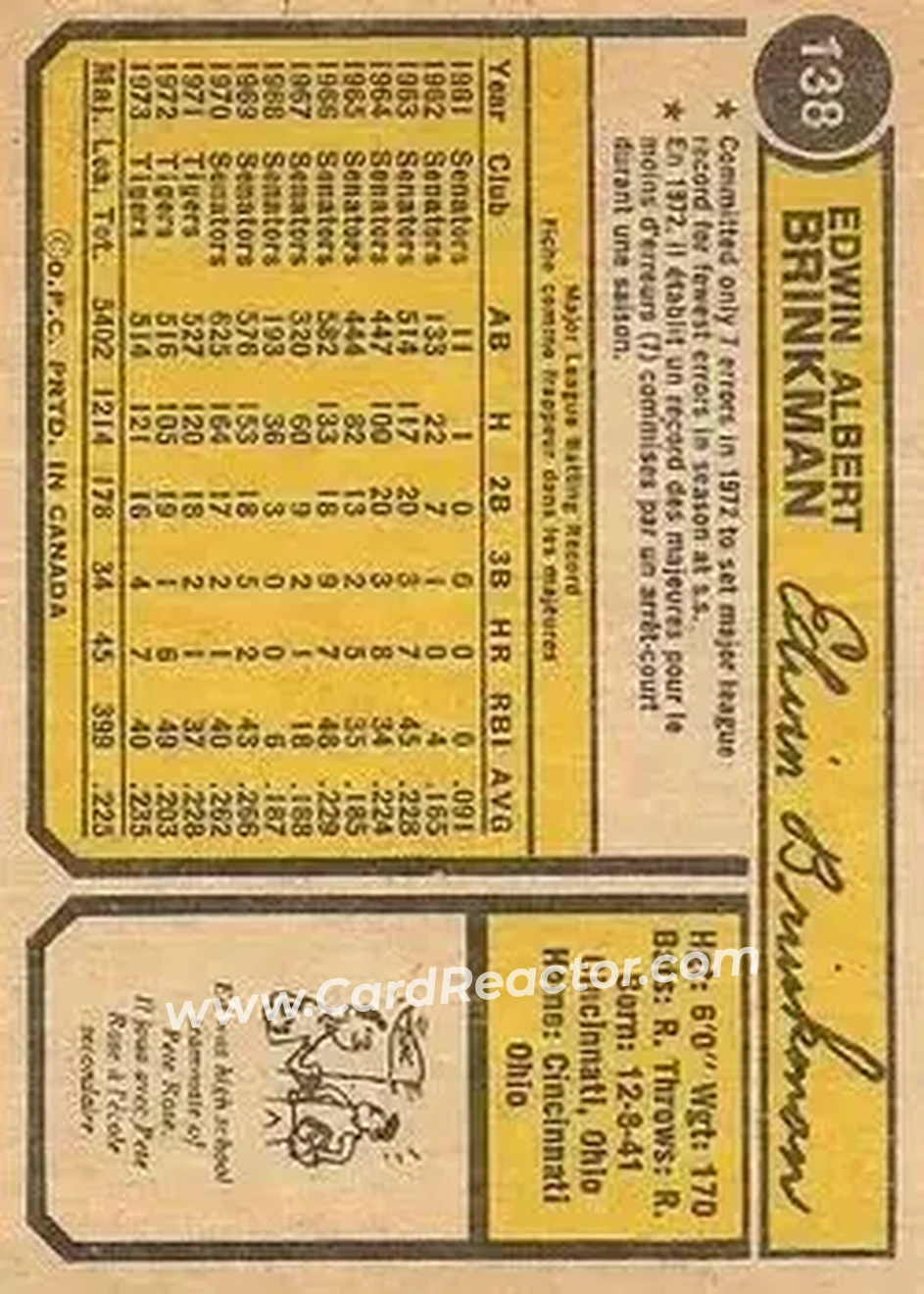 Back of Ed Brinkman