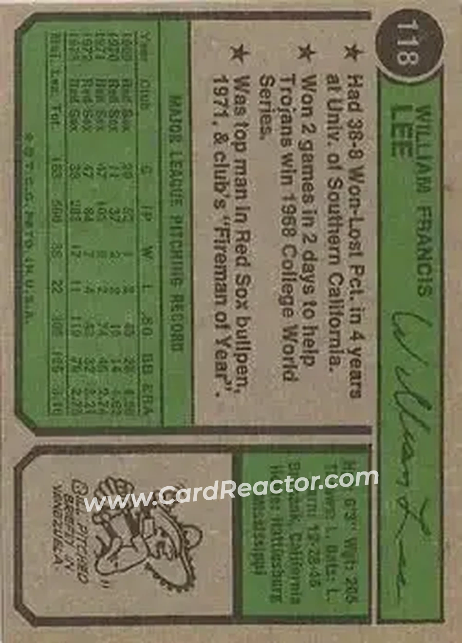 Back of Bill Lee