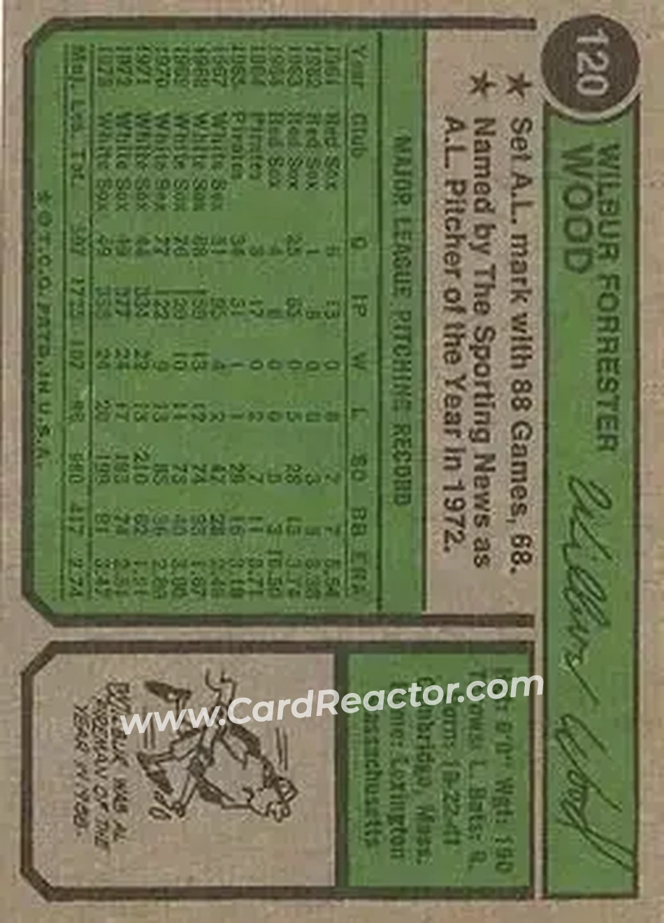 Back of Wilbur Wood