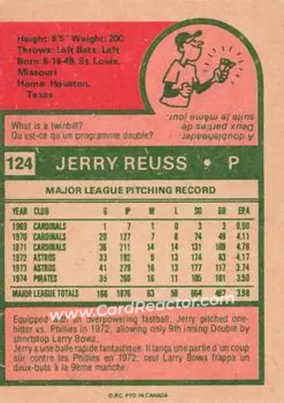 Back of Jerry Reuss