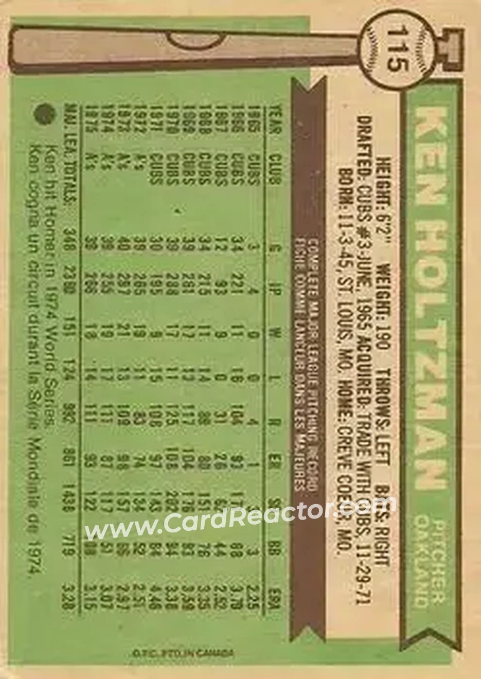Back of Ken Holtzman