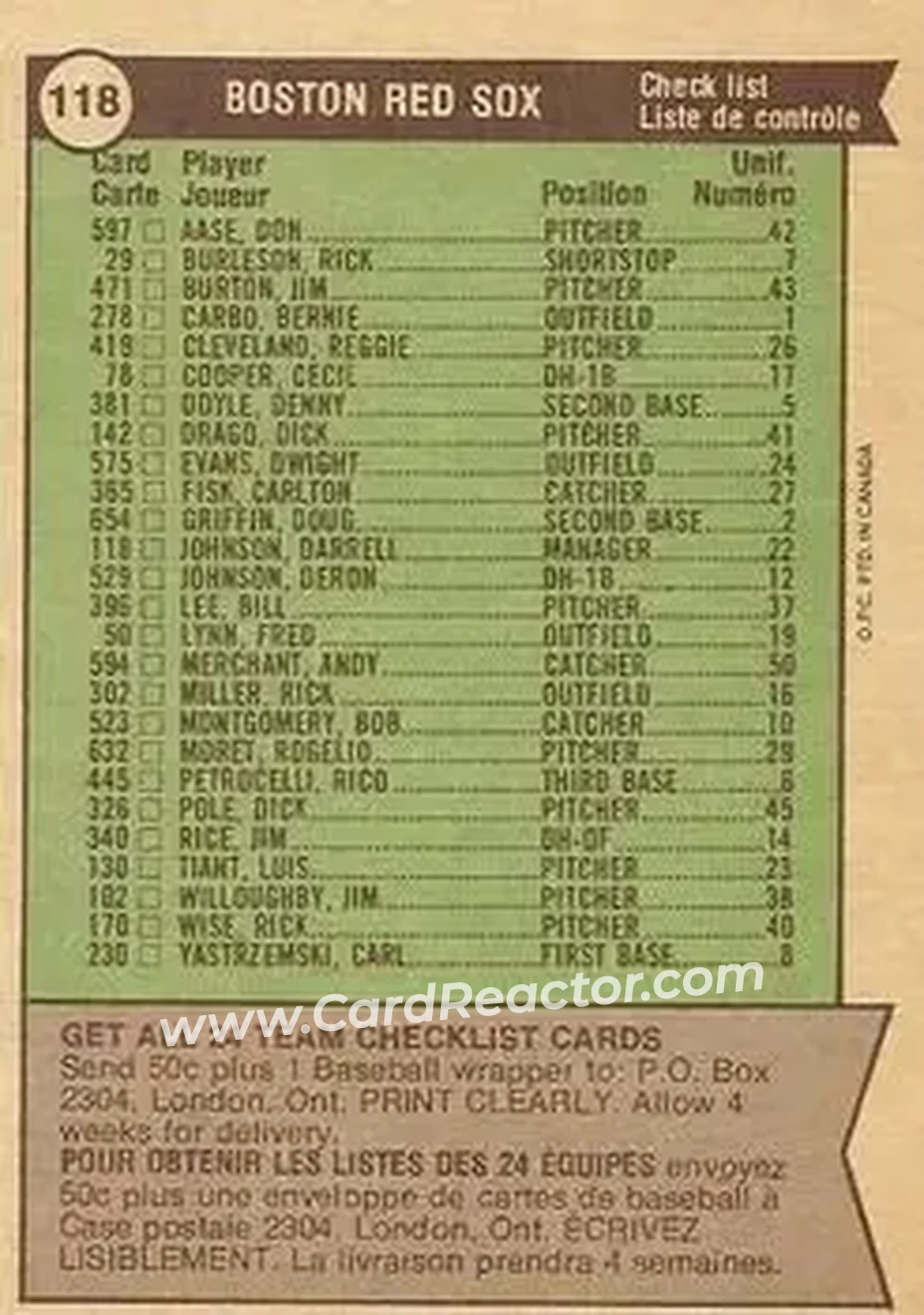 Back of Card #118