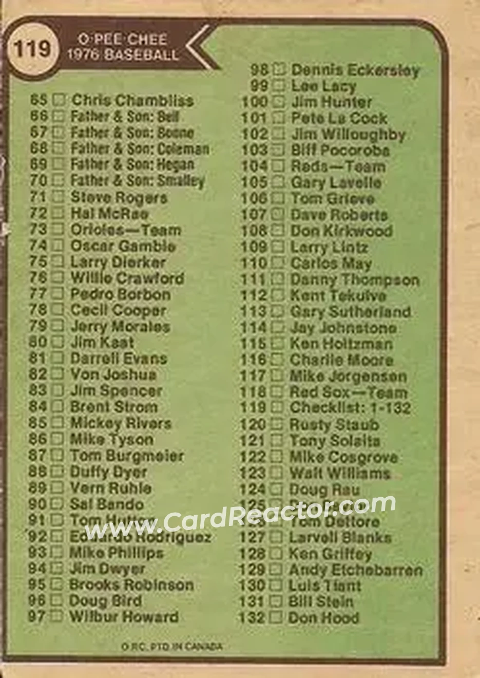 Back of Card #119