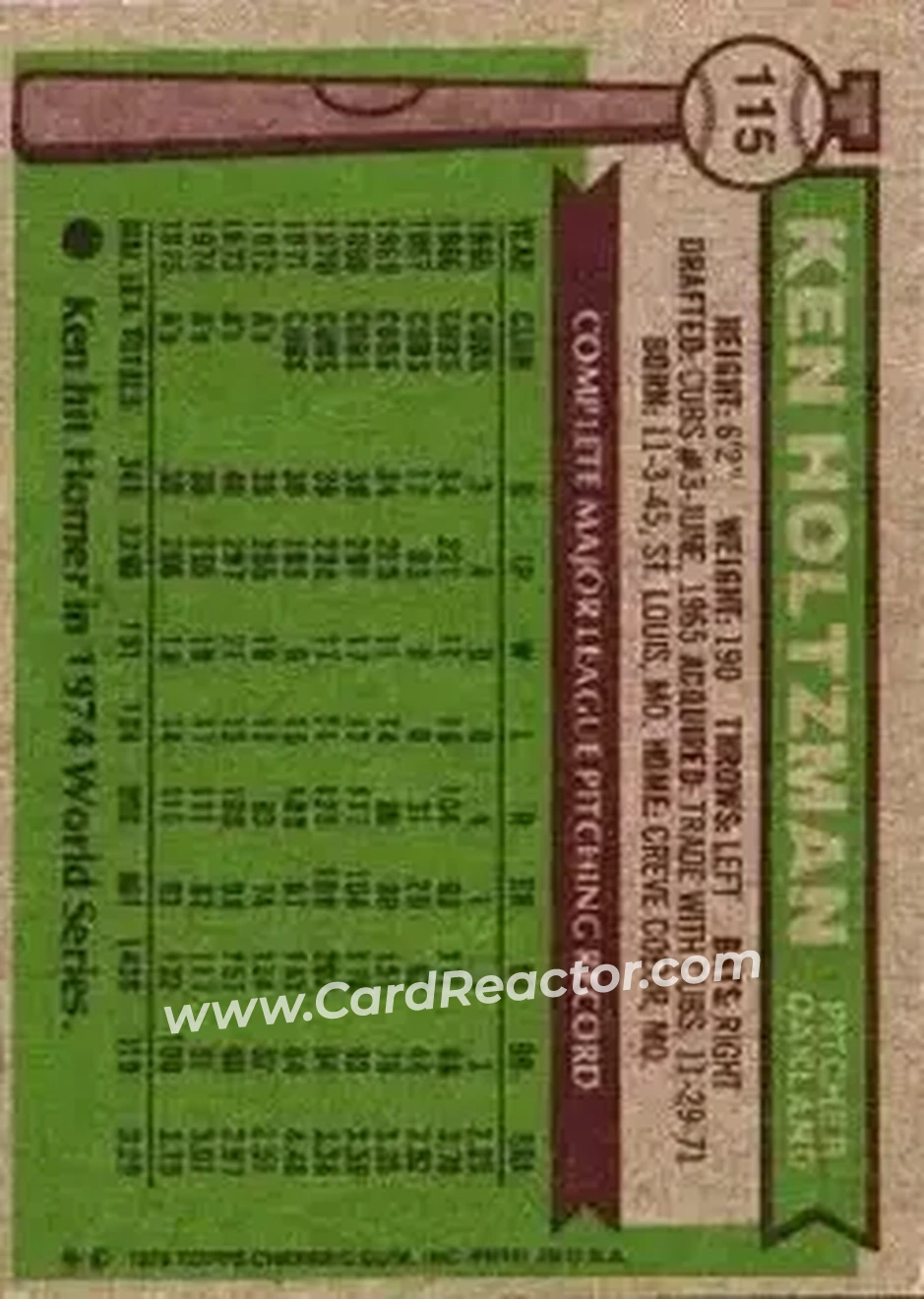 Back of Ken Holtzman