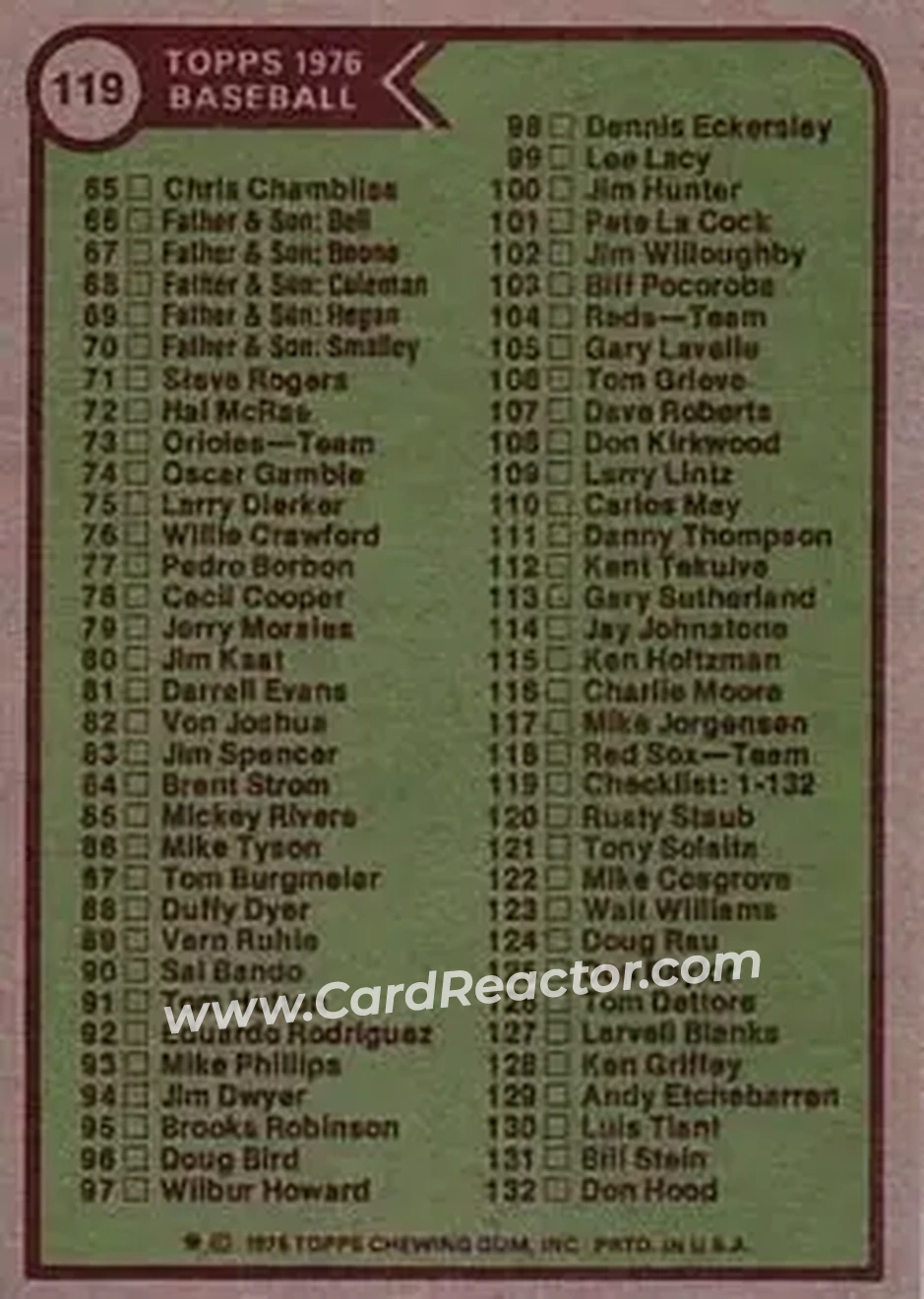 Back of Card #119