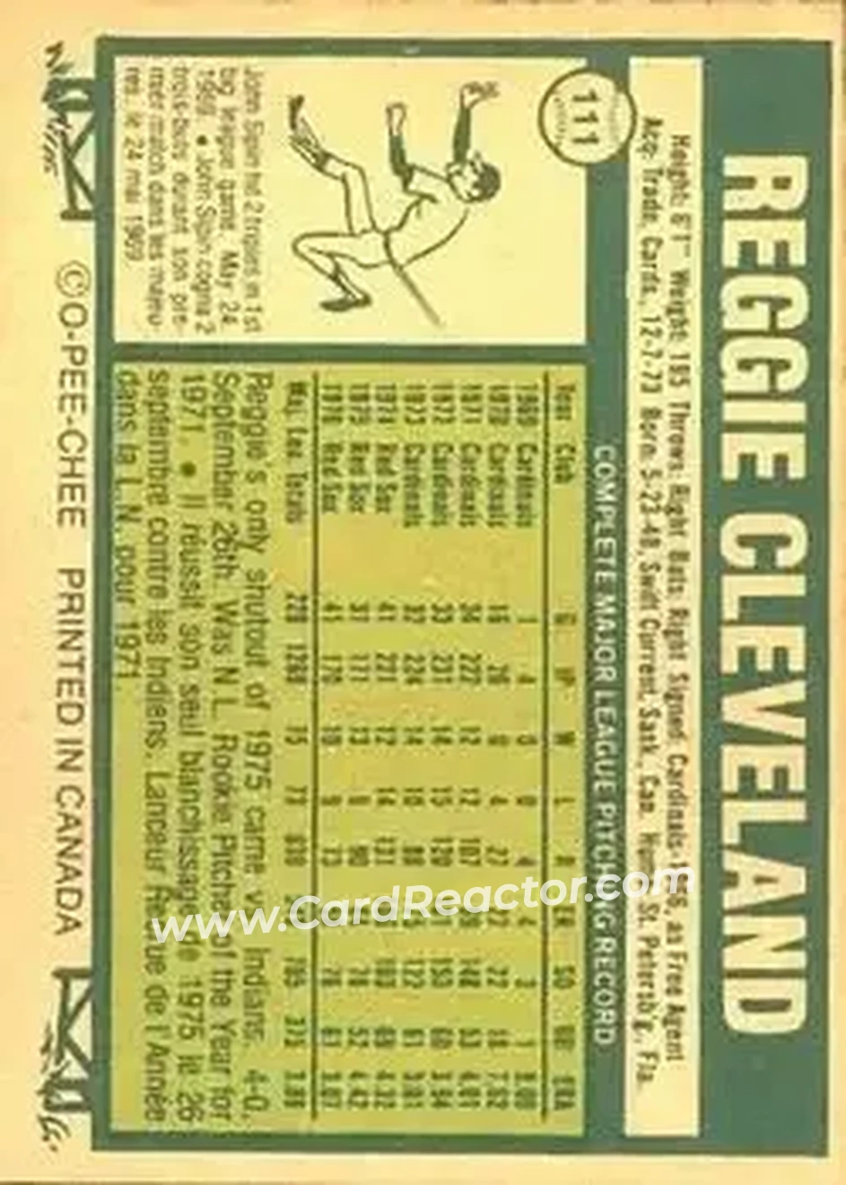 Back of Reggie Cleveland