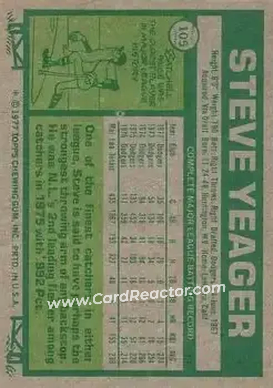 Back of Steve Yeager