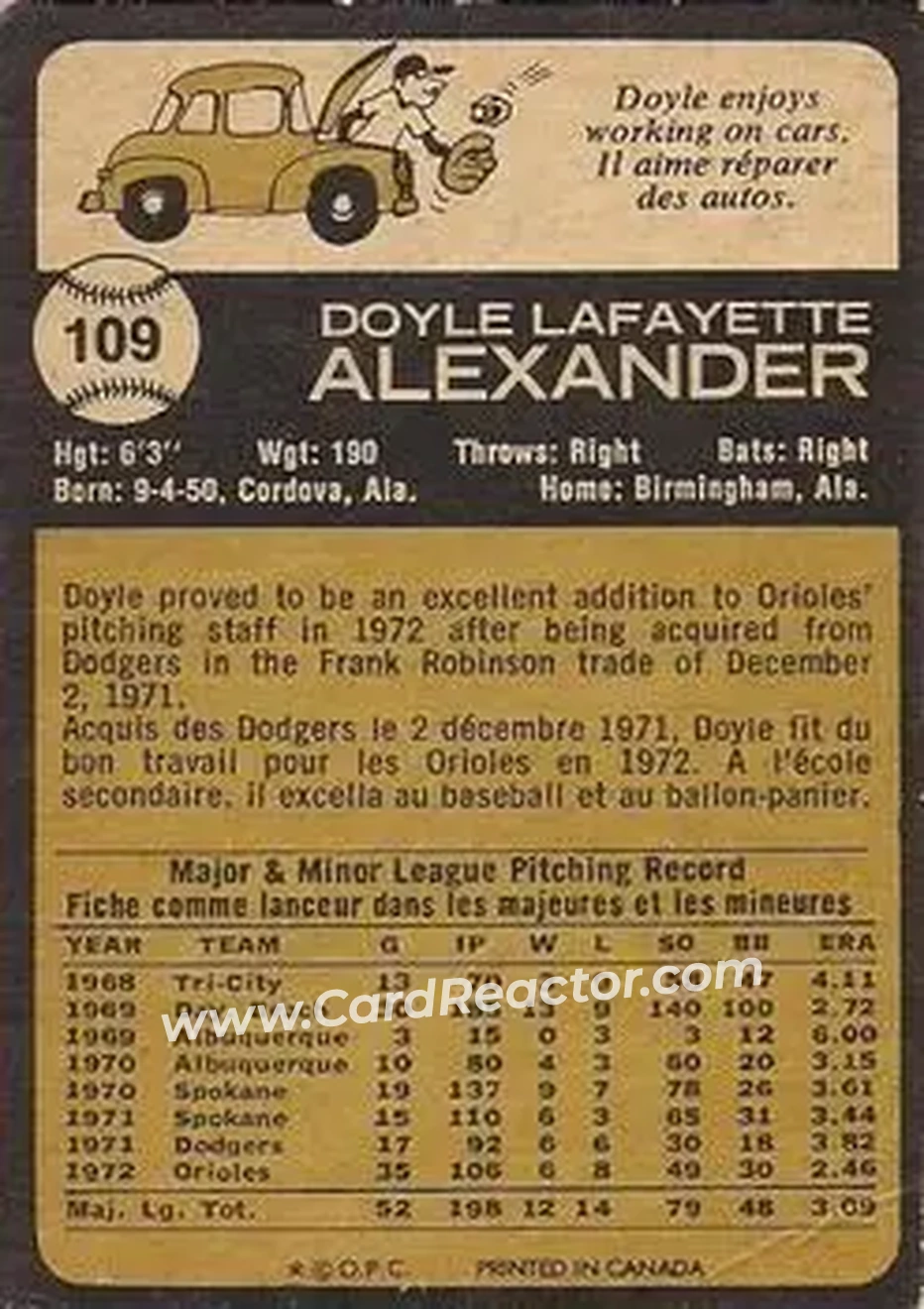 Back of Doyle Alexander