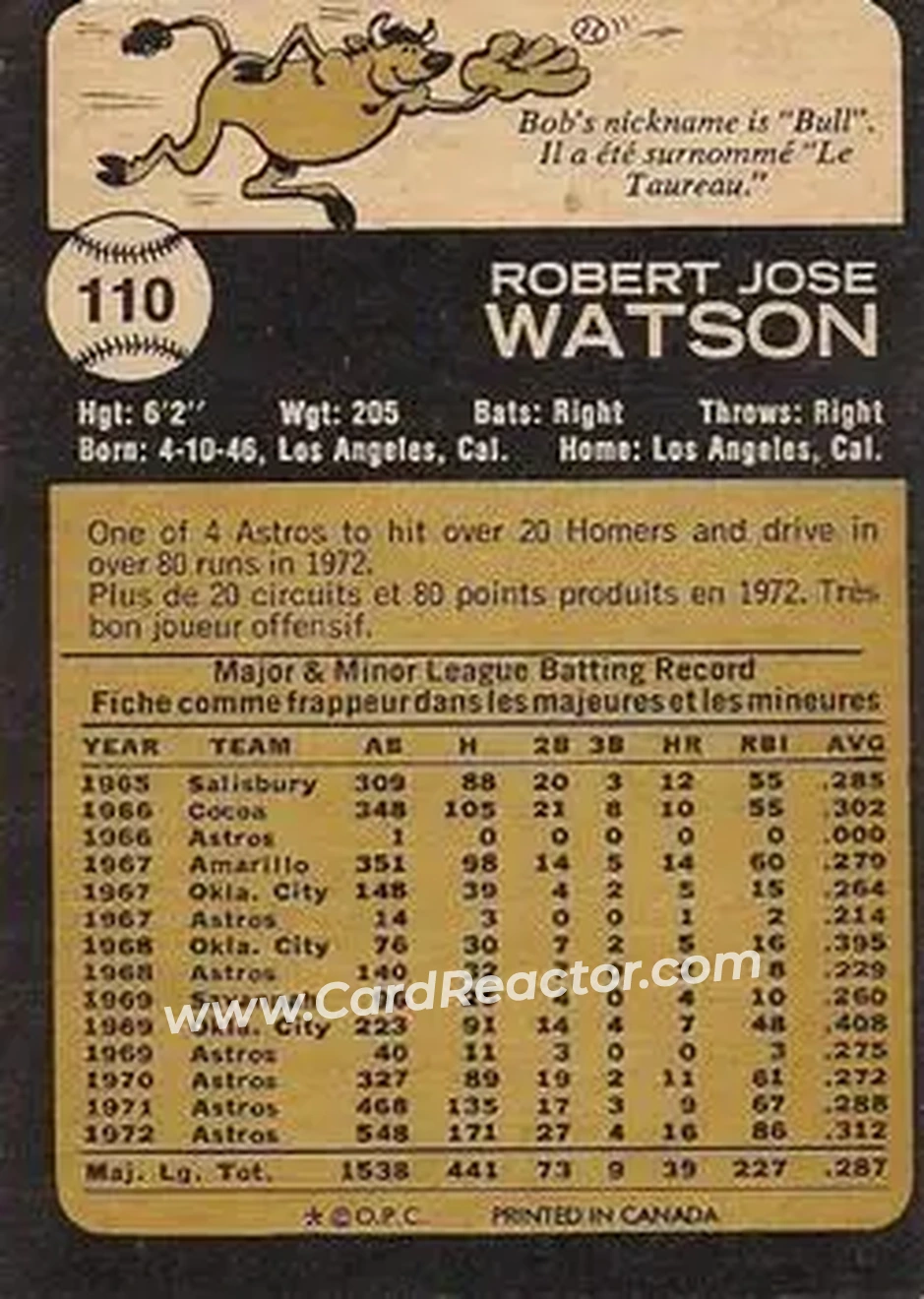 Back of Bob Watson